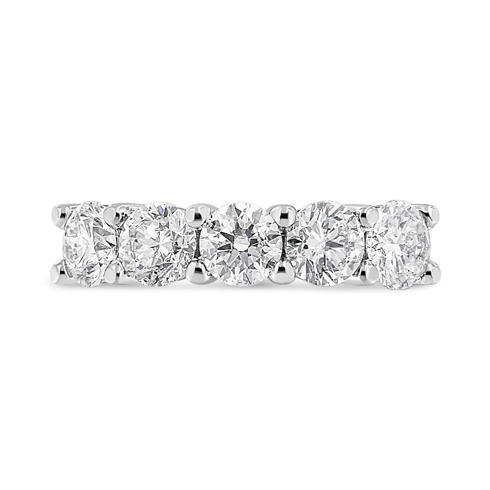 14K White Gold 3.0 Cttw Lab Grown Diamond Shared Prong Set 5 Stone Anniversary