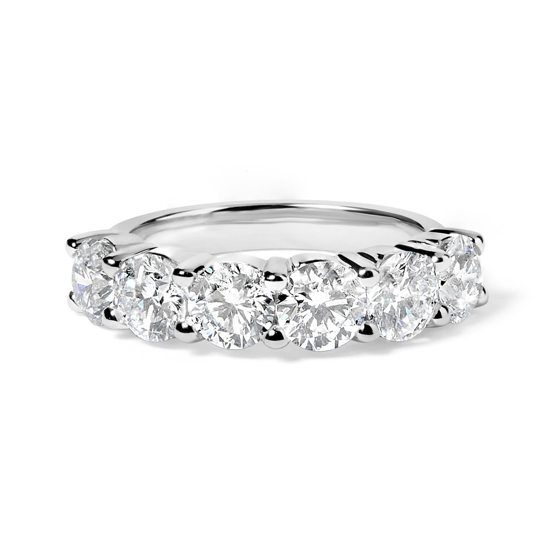 14K White Gold 3.0 Cttw Lab-Grown Diamond Shared Prong Set 6 Stone Band Ring