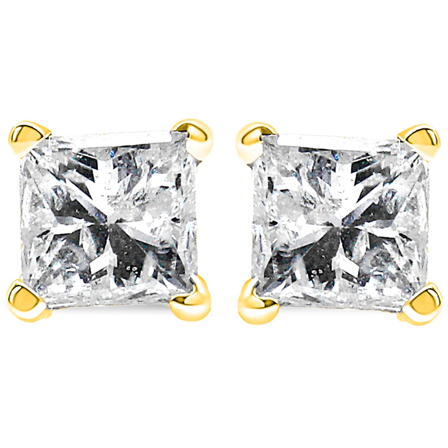 14K Yellow Gold 1/5 Cttw Princess-Cut Square Near Colorless Diamond Classic