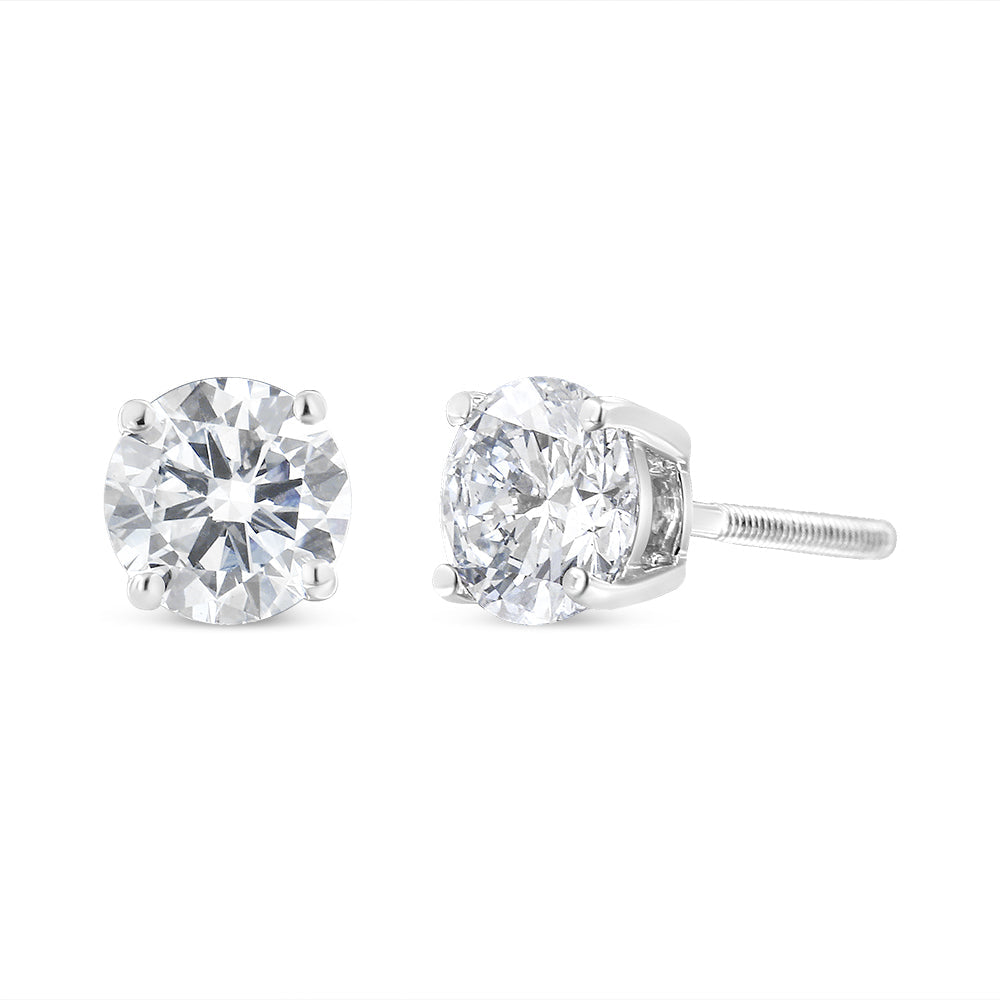 14K White Gold 1.00 Cttw Round Brilliant-Cut Diamond Classic 4-Prong Stud