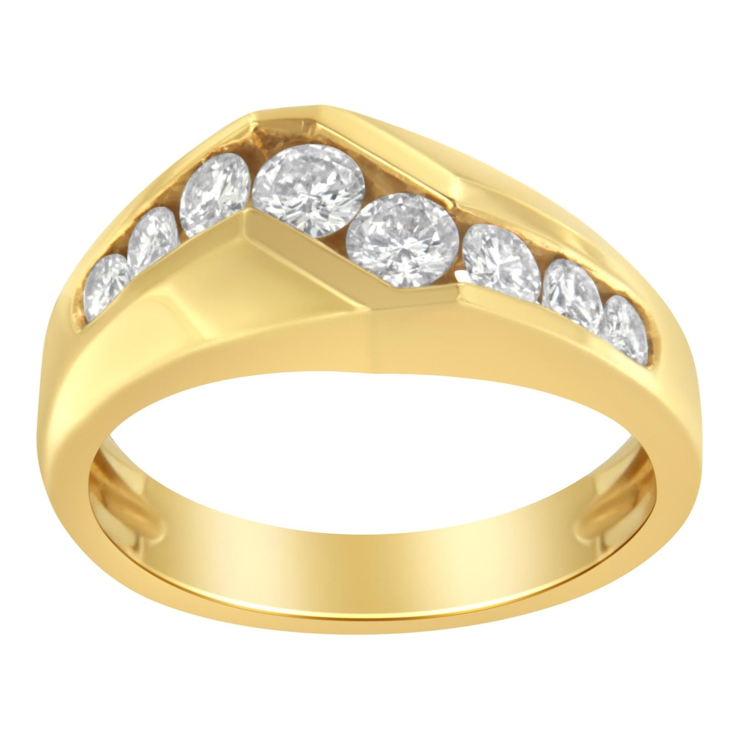 14KT Yellow Gold Men’s Round Cut Diamond Ring (1 cttw H-I Color SI2-I1