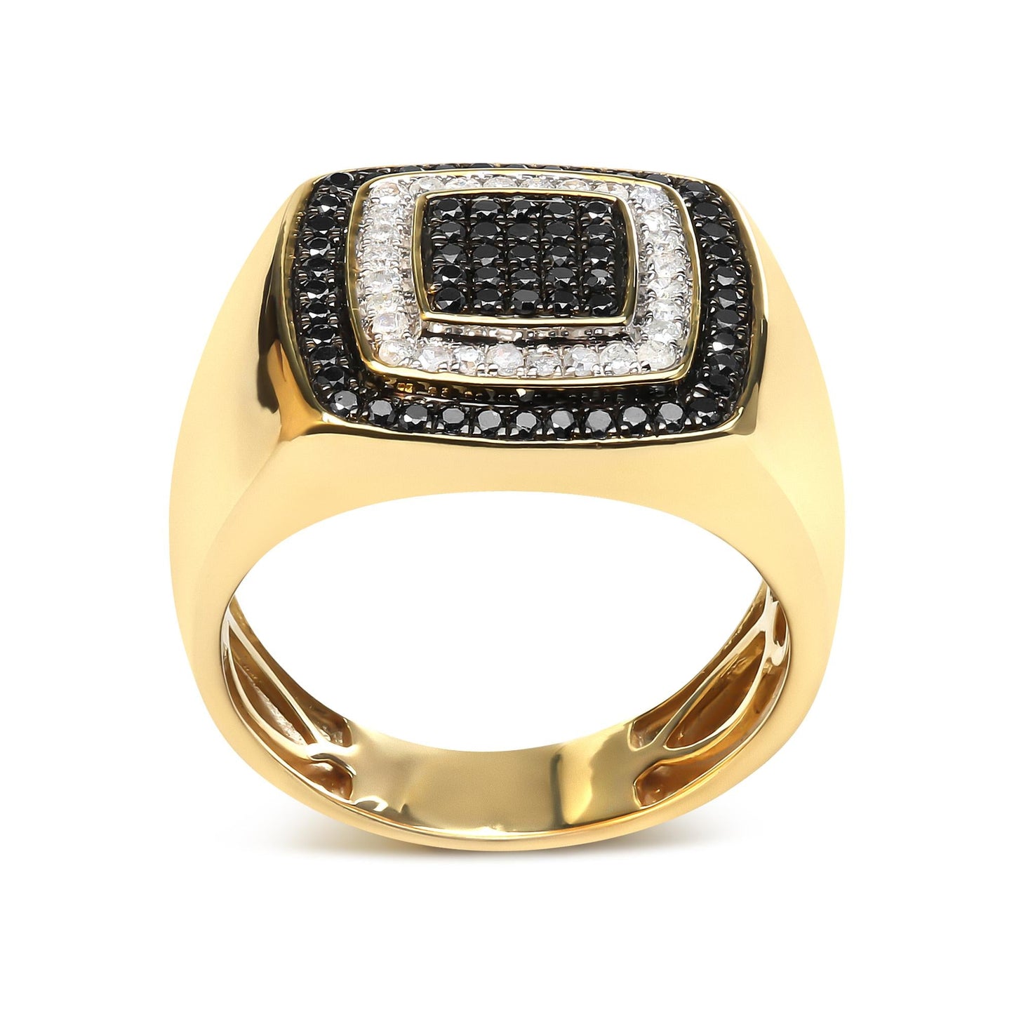 Men’s 10K Yellow Gold 3/4 Cttw White and Black Treated Diamond Ring Band