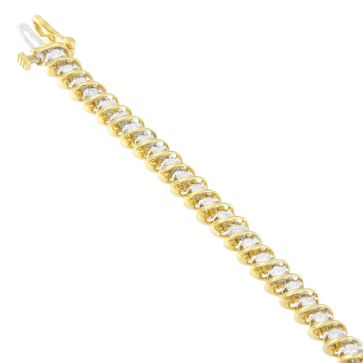 18K Yellow Gold Round Cut Diamond Spiral Link Bracelet (2.00 cttw I-J Color