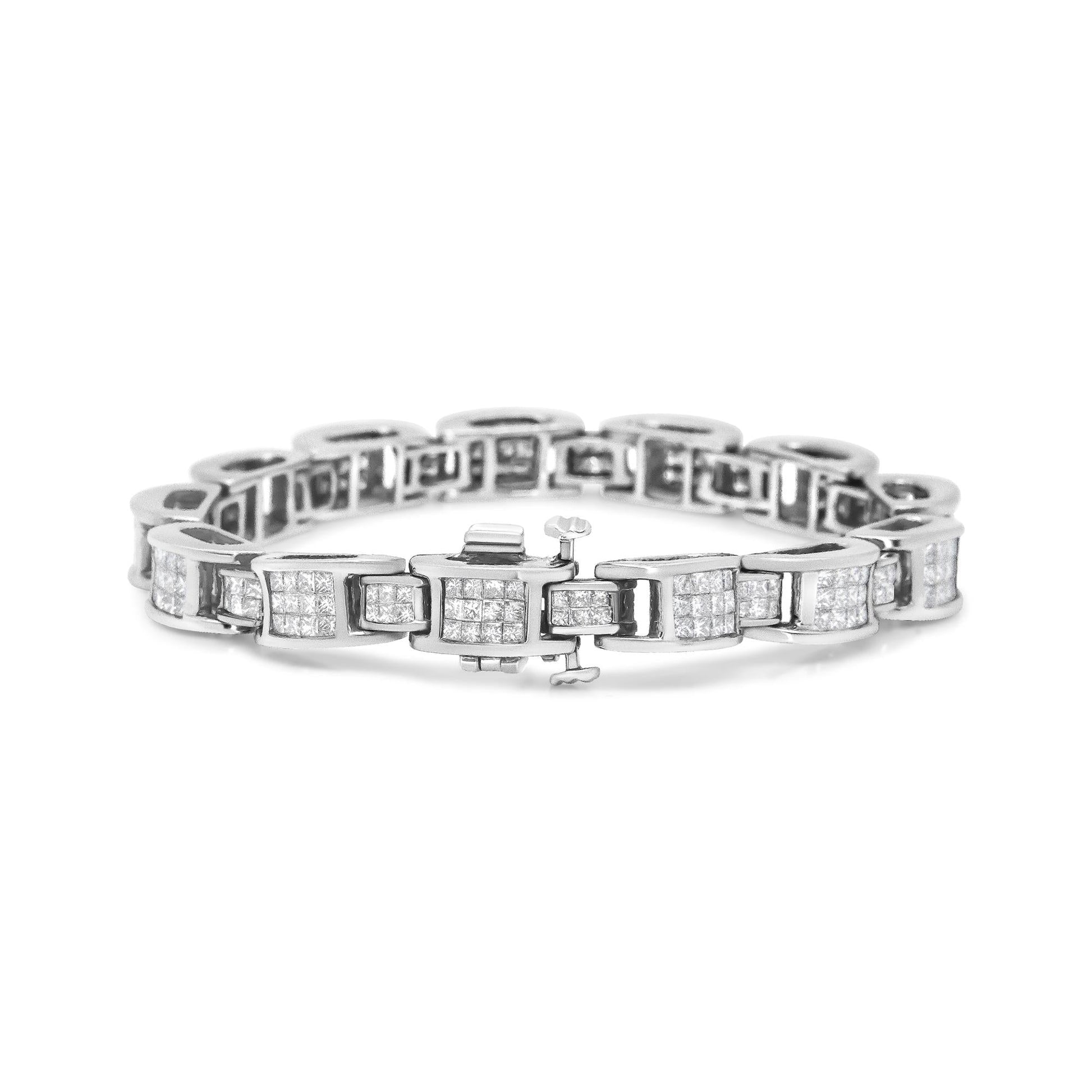 14K White Gold 5.0 Cttw Princess Cut Diamond Invisible Set Alternating Size D