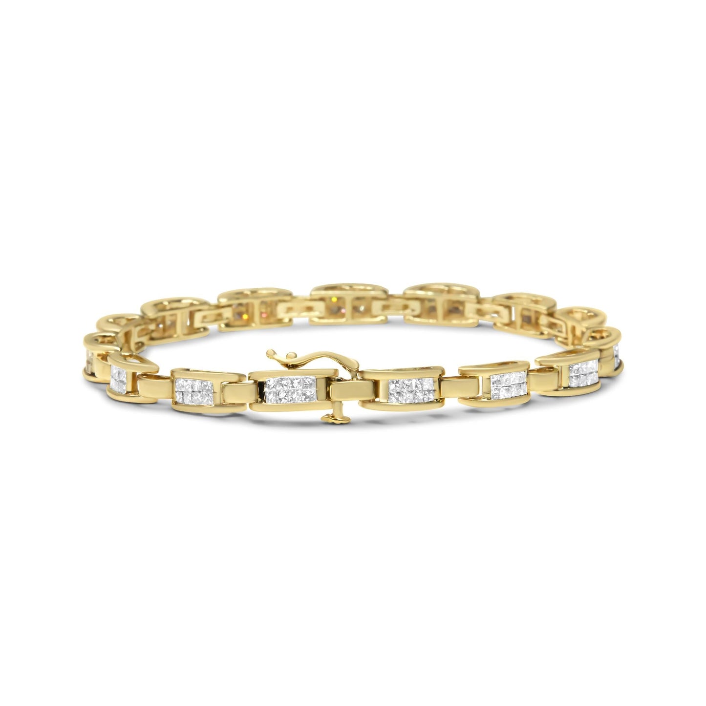 14K Yellow Gold Princess-Cut Diamond Links of Love Bracelet (2.00 cttw H-I