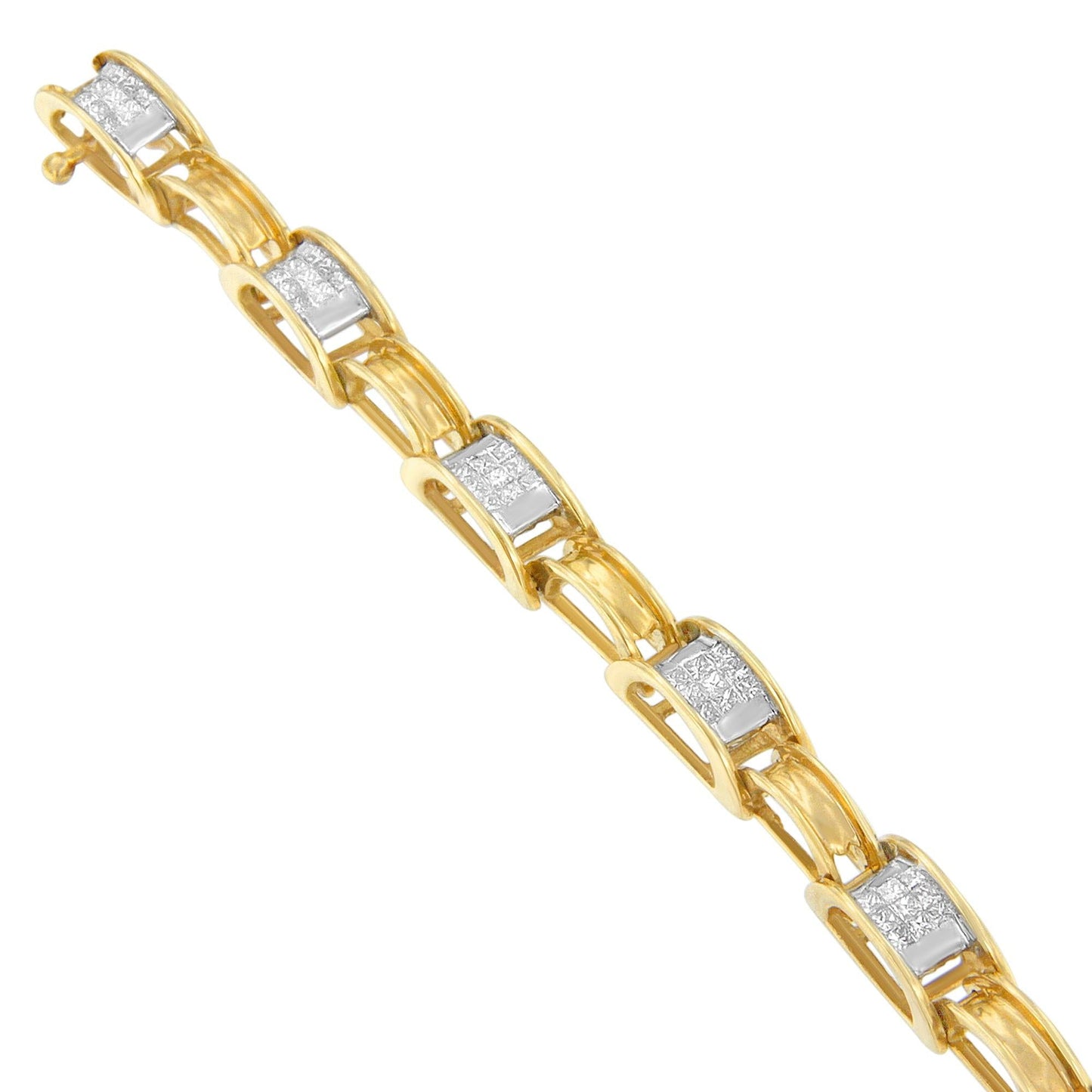 14K Yellow Gold Princess Cut Diamond Chain Link Bracelet (1.00 cttw H-I Color