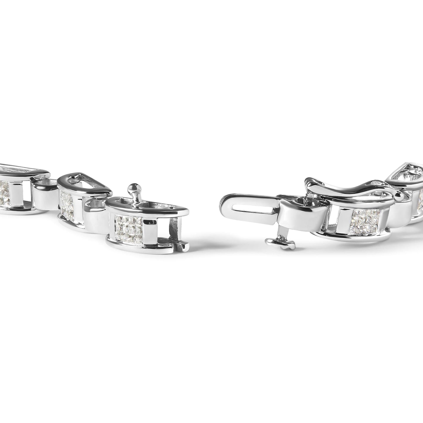 14K White Gold 1.00 Cttw Princess-Cut Diamond Link Bracelet (I-J Color I1-I2