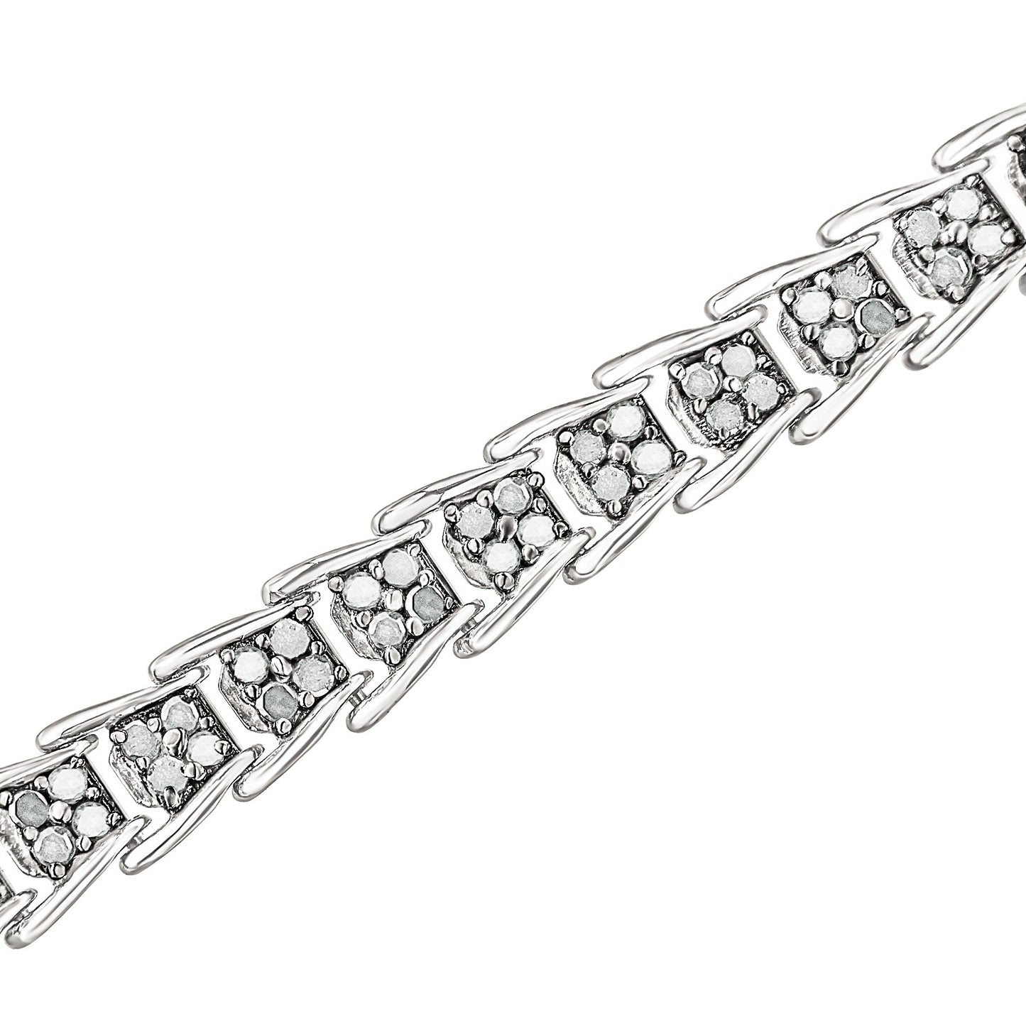 10k White Gold 2 cttw Diamond Fan-Shaped Link Tennis Bracelet (I-J Clarity I3