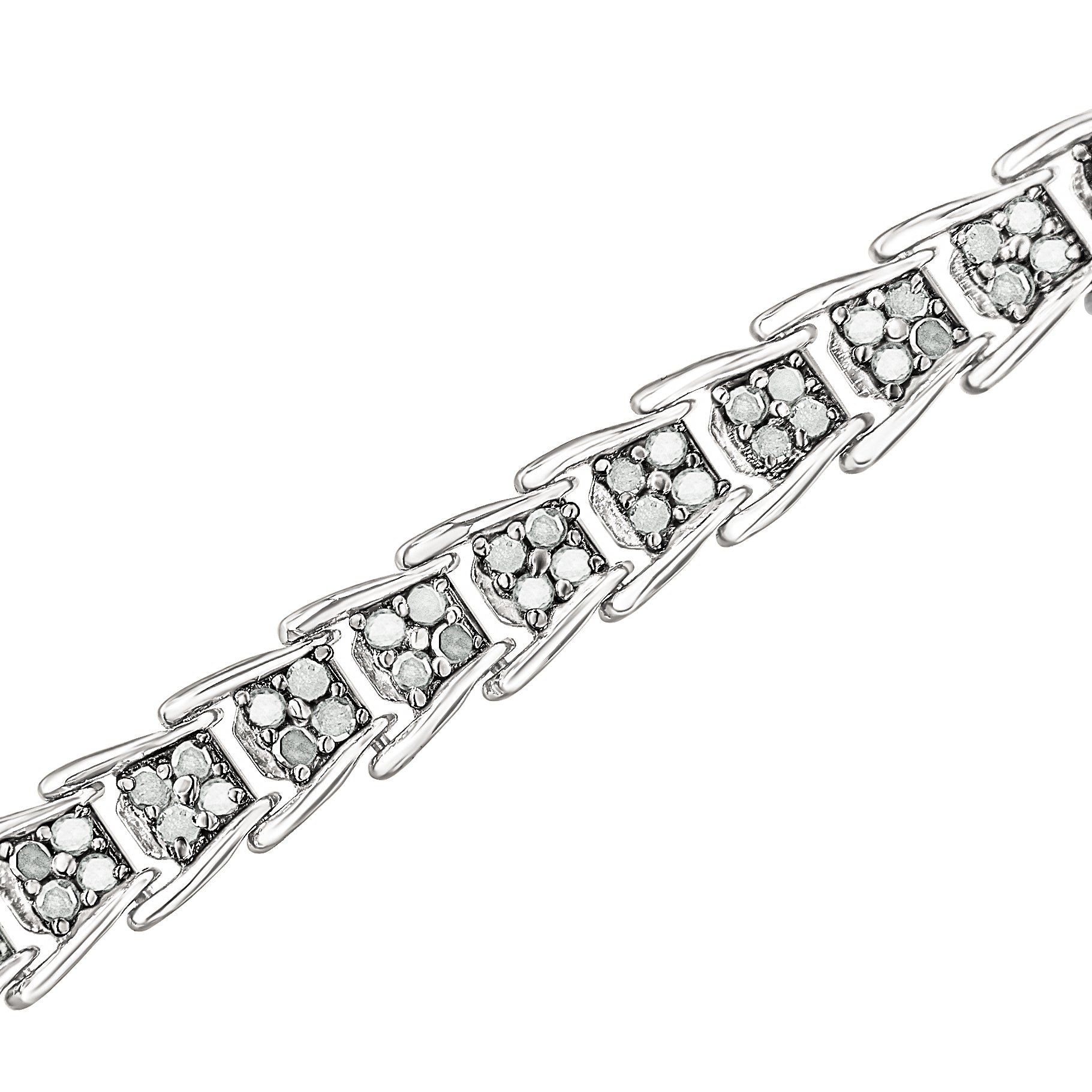 10k White Gold 2 cttw Diamond Fan-Shaped Link Tennis Bracelet (I-J Clarity I3