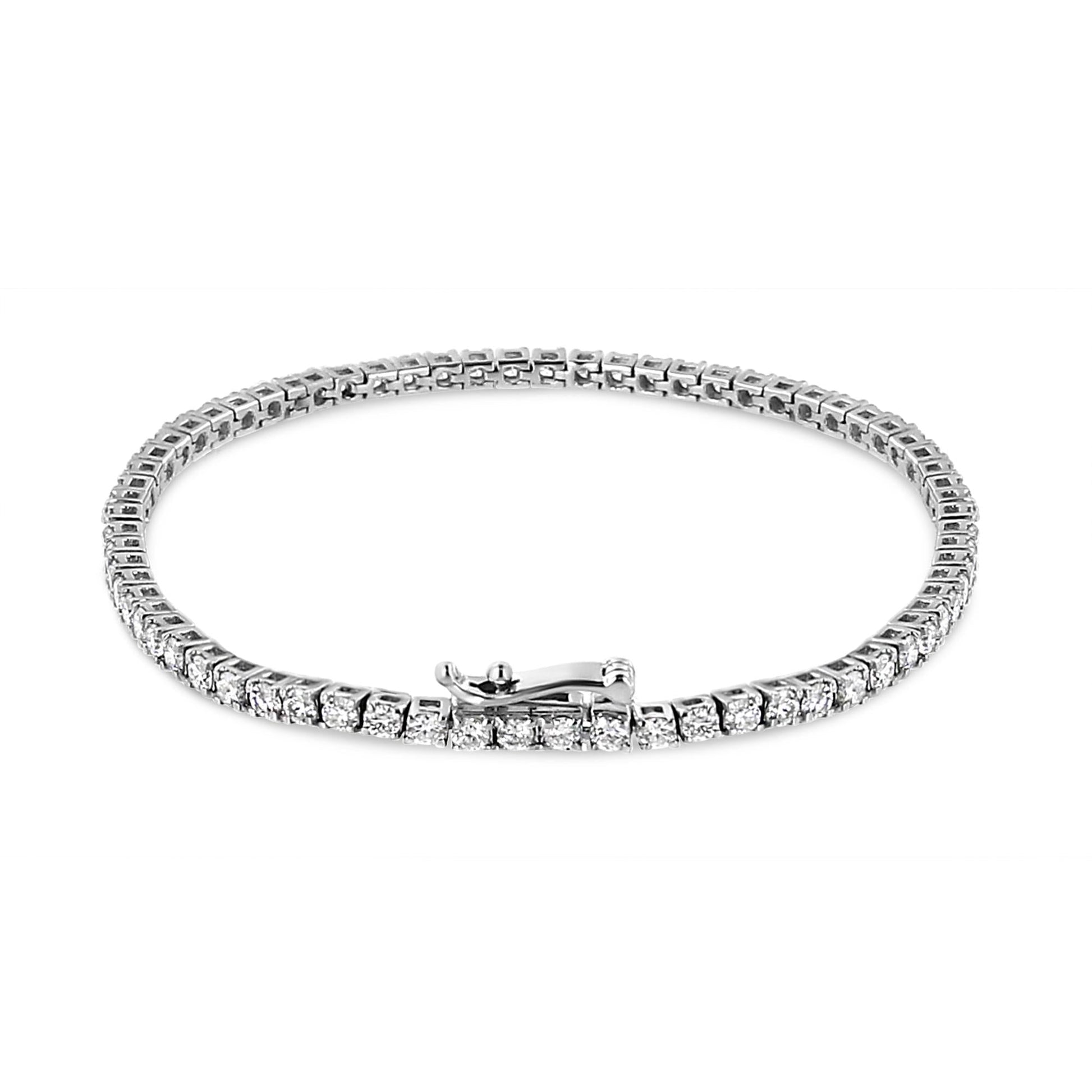 14K White Gold 4-Prong Set Lab Grown Round Diamond Classic Tennis Bracelet (F-G