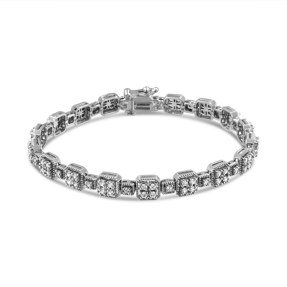 10K Gold 2.0 Cttw Diamond Square Link Bracelet (J-K Color I2-I3 Clarity) - Size