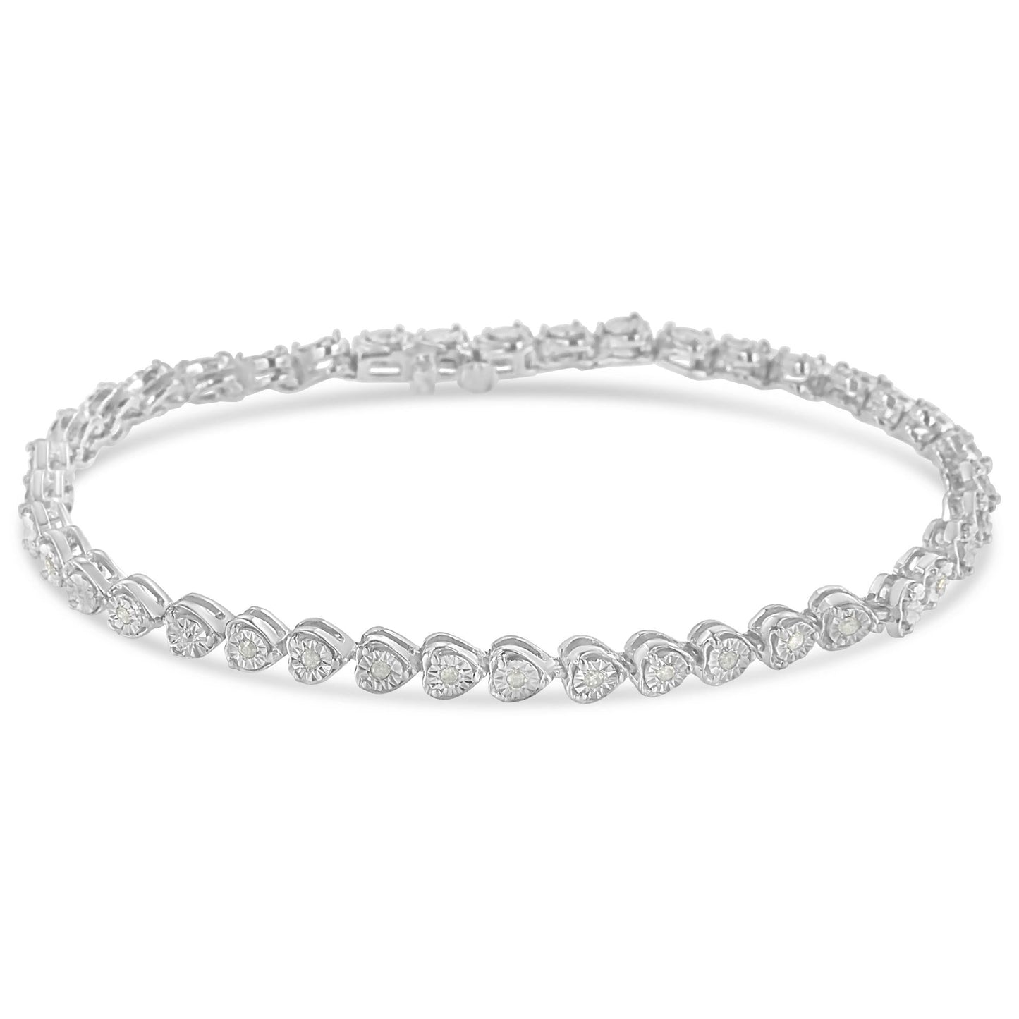 Sterling Silver Diamond Heart Tennis Link Bracelet (1/4 cttw I-J Color I3