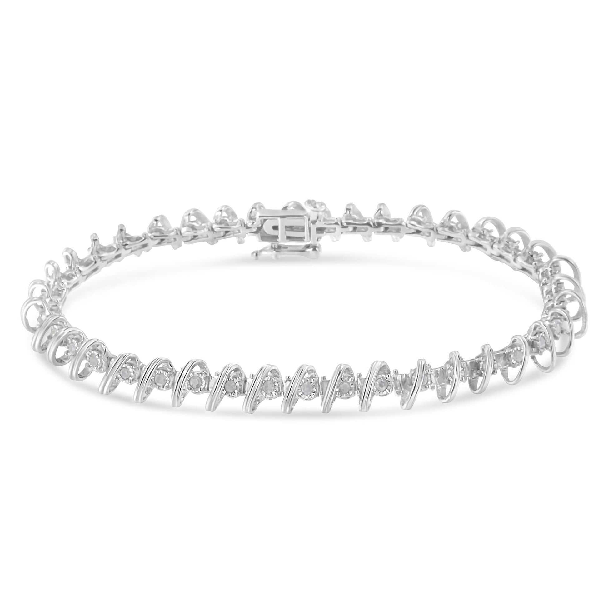 .925 Sterling Silver 1/2 Cttw Diamond Miracle-Set 7’’ Tennis Bracelet (I-J