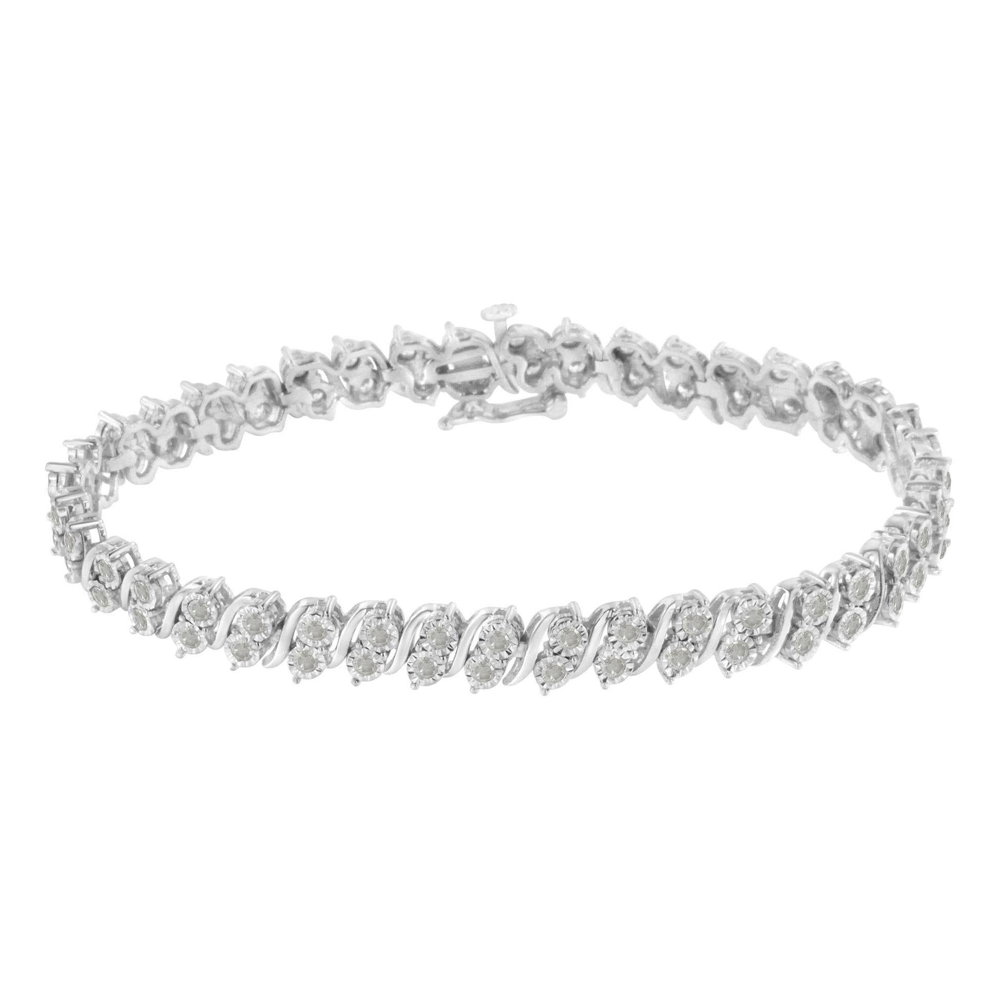 .925 Sterling Silver 2.0 Cttw Diamond S- Link Tennis Bracelet (I-J Color I3