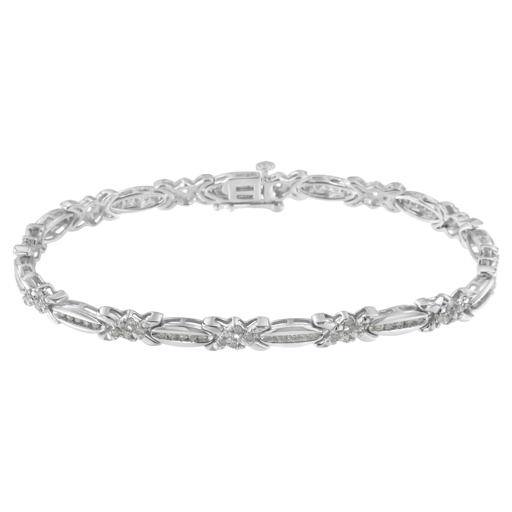 Sterling Silver Diamond X-Link Tennis Bracelet (1 cttw I-J Color I3 Clarity)