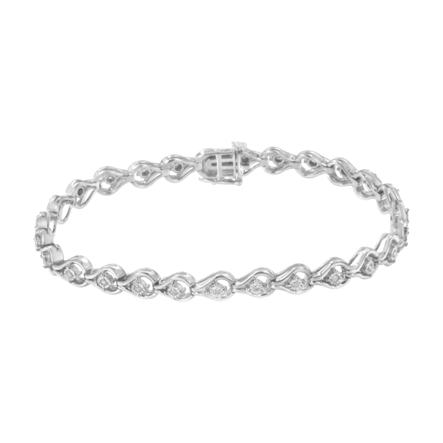 Sterling Silver Diamond Link Bracelet (1/4 cttw I-J Color I2-I3 Clarity)