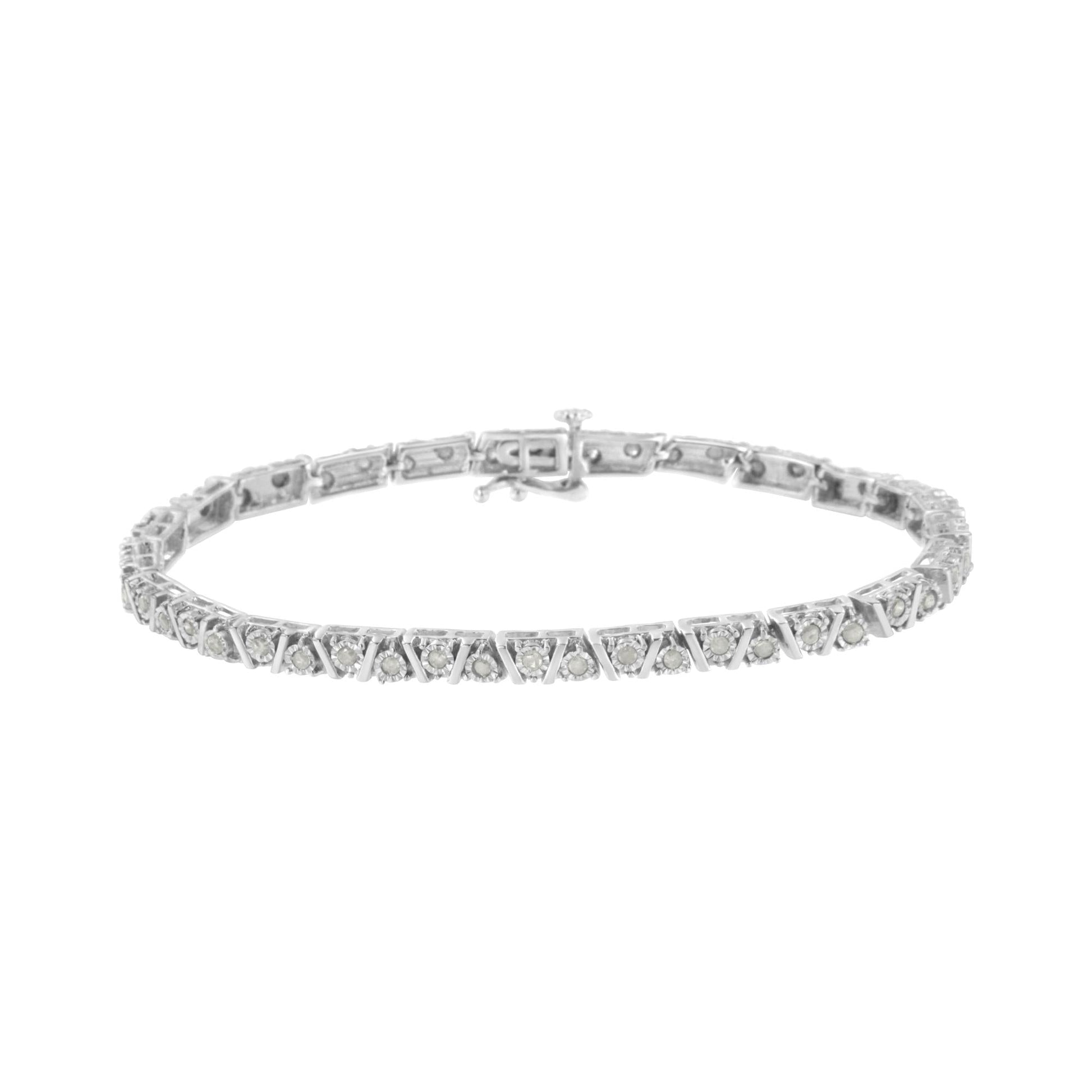 .925 Sterling Silver 1.0 cttw Miracle-Set Diamond Tennis Bracelet (I-J Color I3