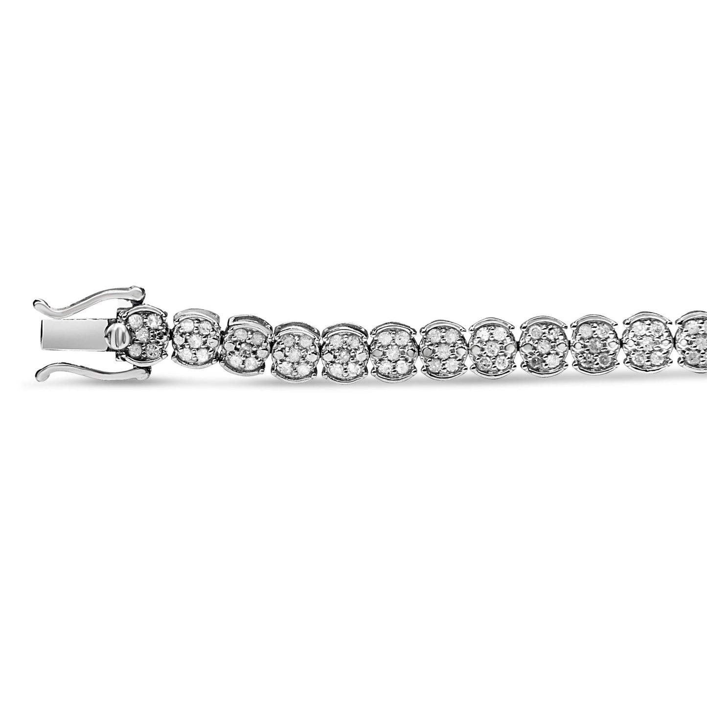 .925 Sterling Silver 2.0 Cttw Diamond Cluster Link Bracelet (I-J Color I2-I3