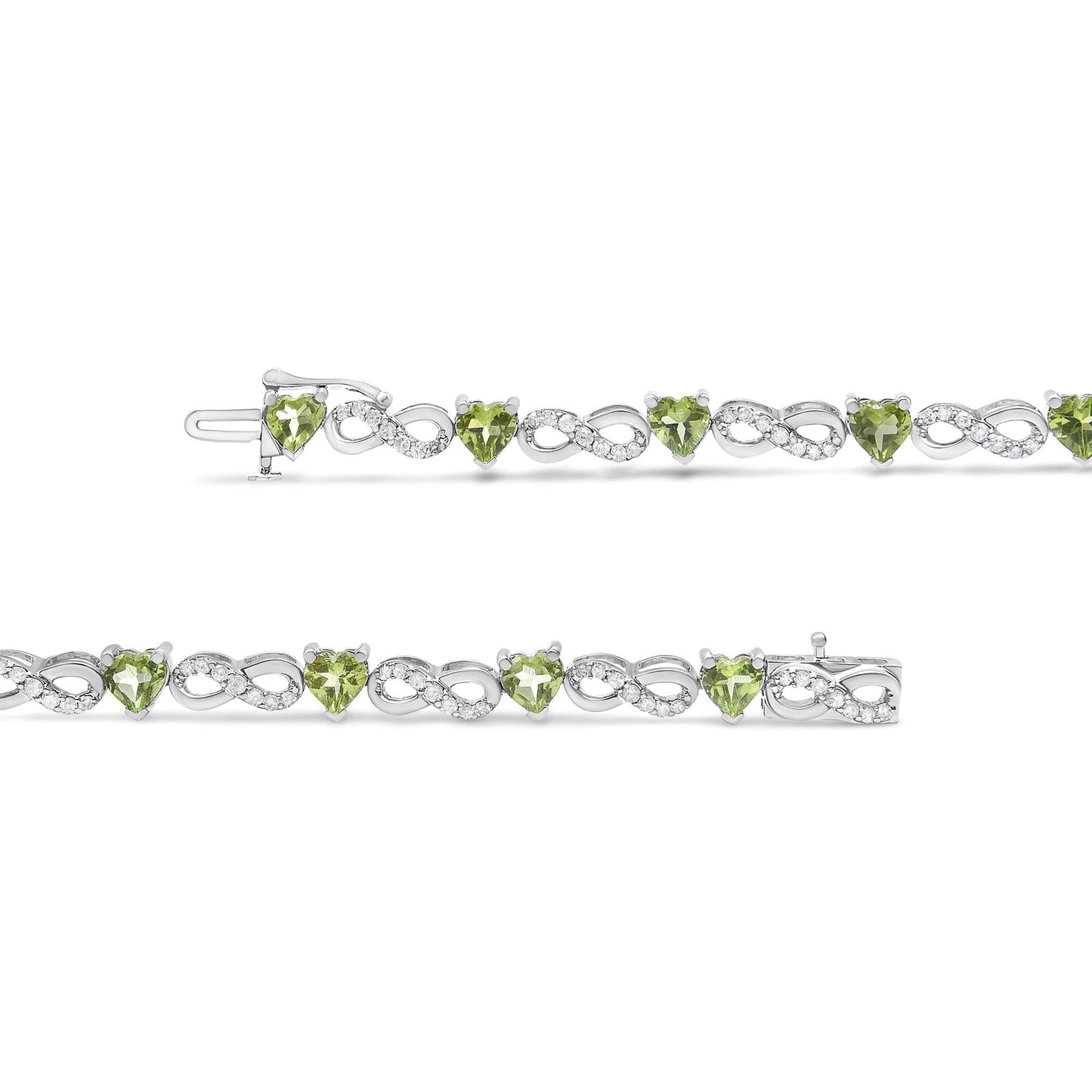 .925 Sterling Silver 1.00 Cttw Diamond and 4.00mm Lab Created Green