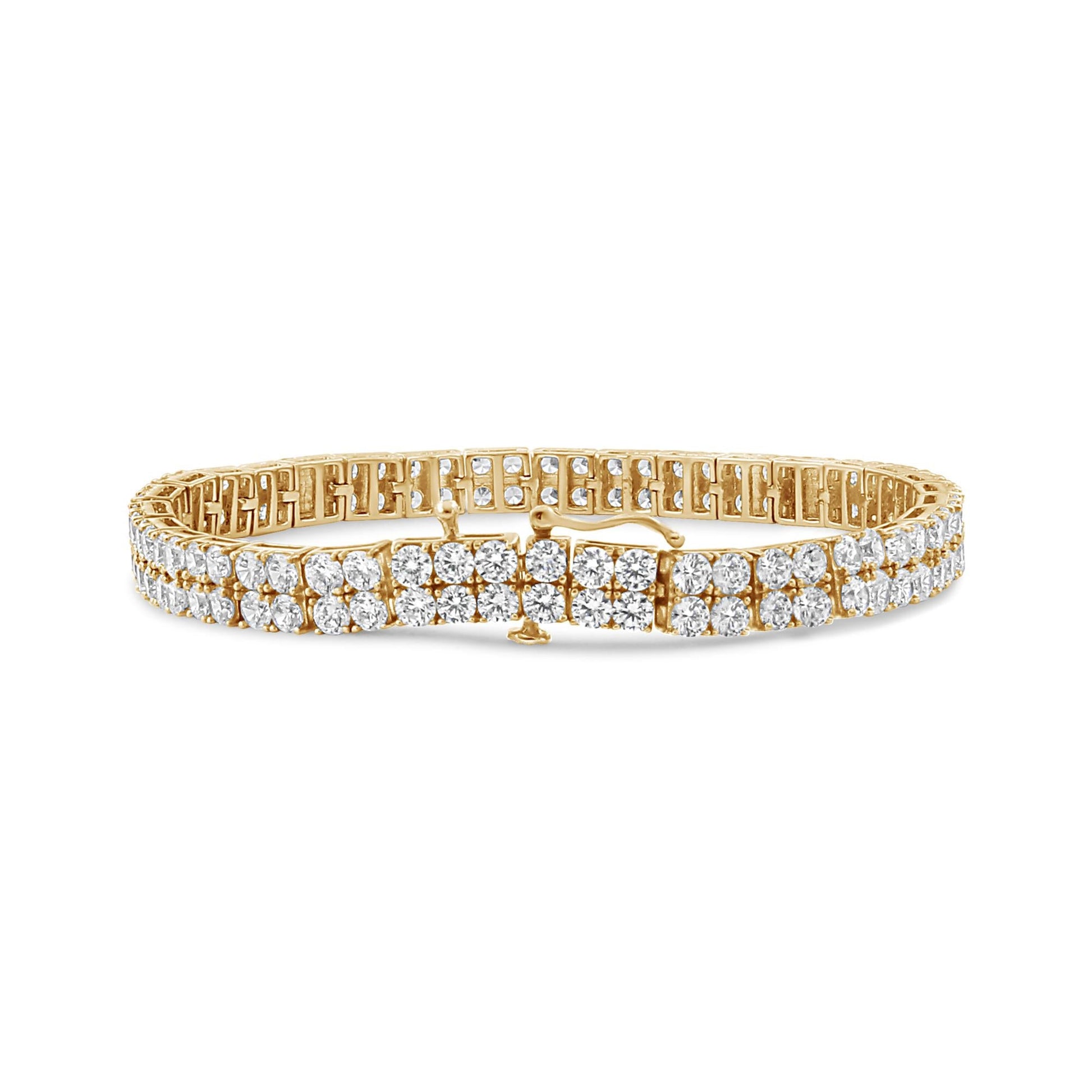 14K Yellow Gold 10.0 Cttw Diamond 2 Row Tennis Bracelet (L-M Color I2-I3