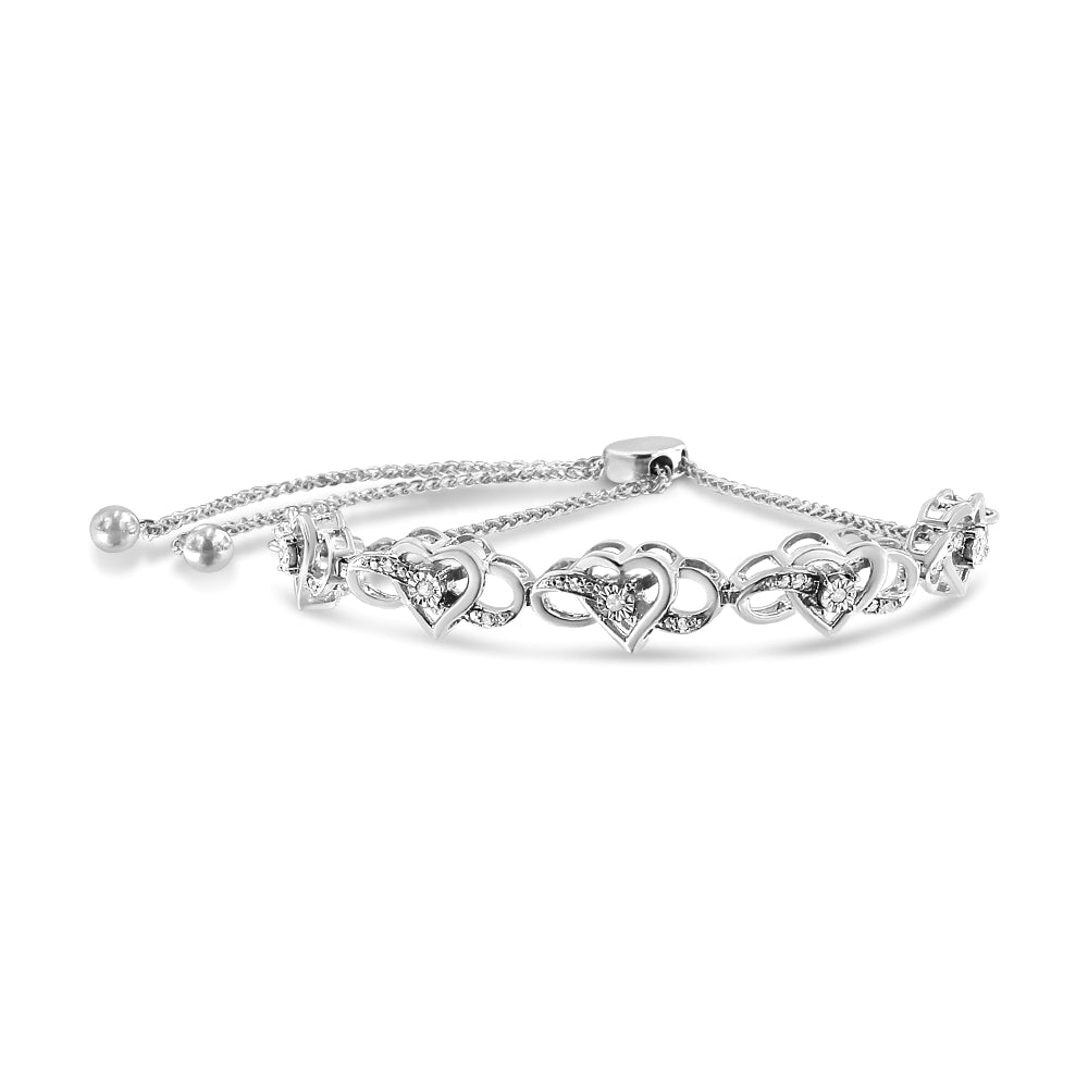 .925 Sterling Silver Diamond Accent Interlocking Infinity and Heart 4”-10”