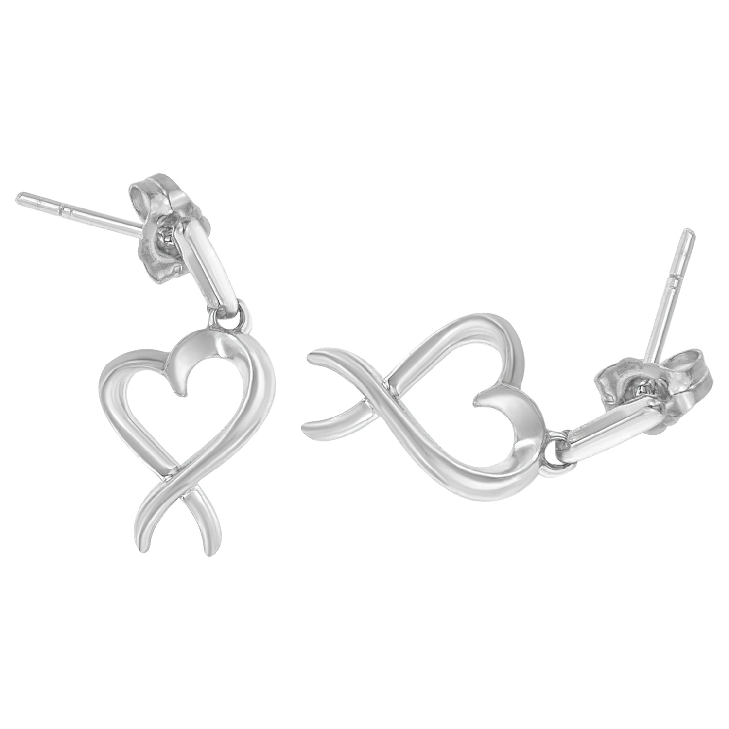 Sterling Silver Dangle-Heart Earrings - Earrings/Earrings/