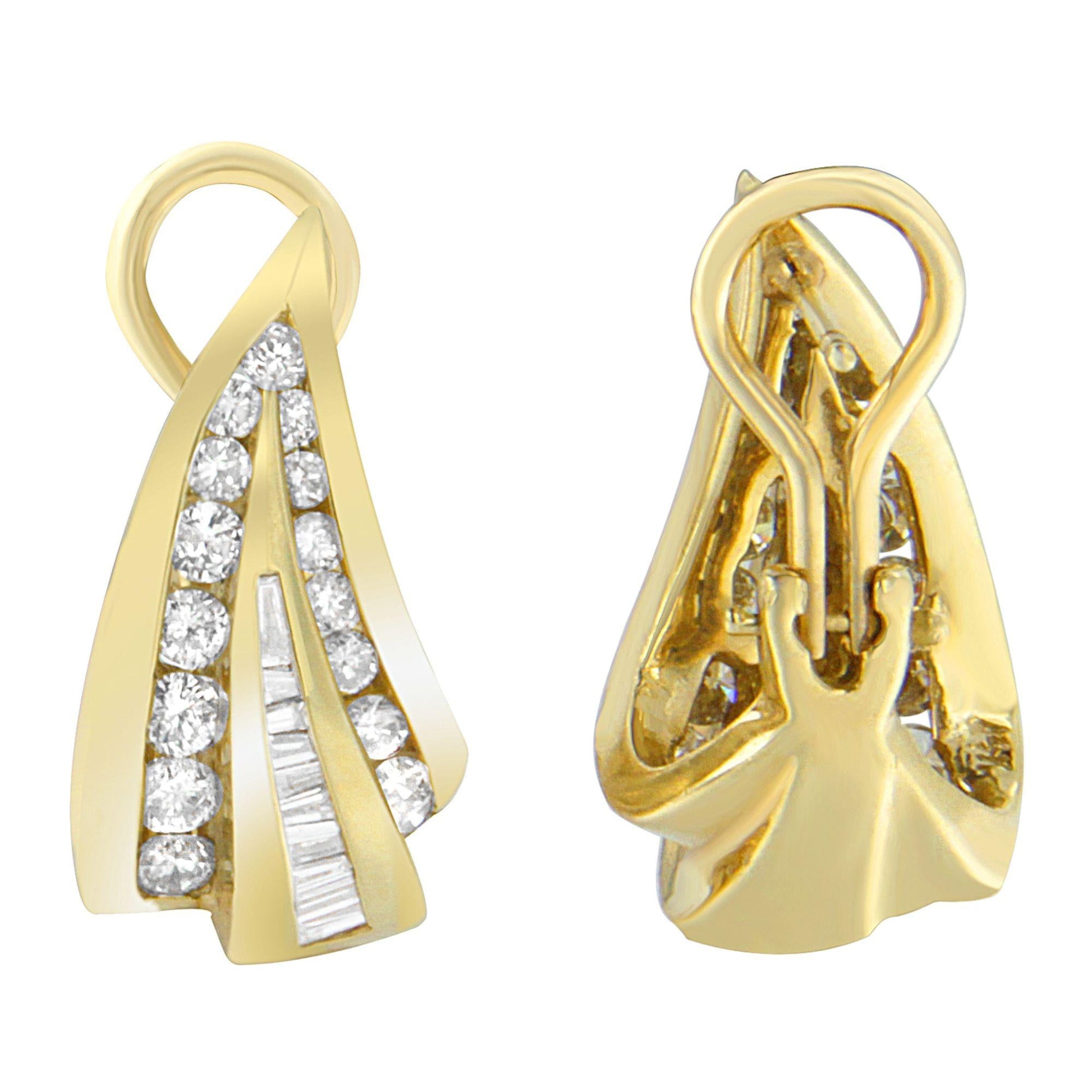 14K Yellow Gold 2 1/4 cttw Diamond Huggy Earrings (I-J SI1-I2)