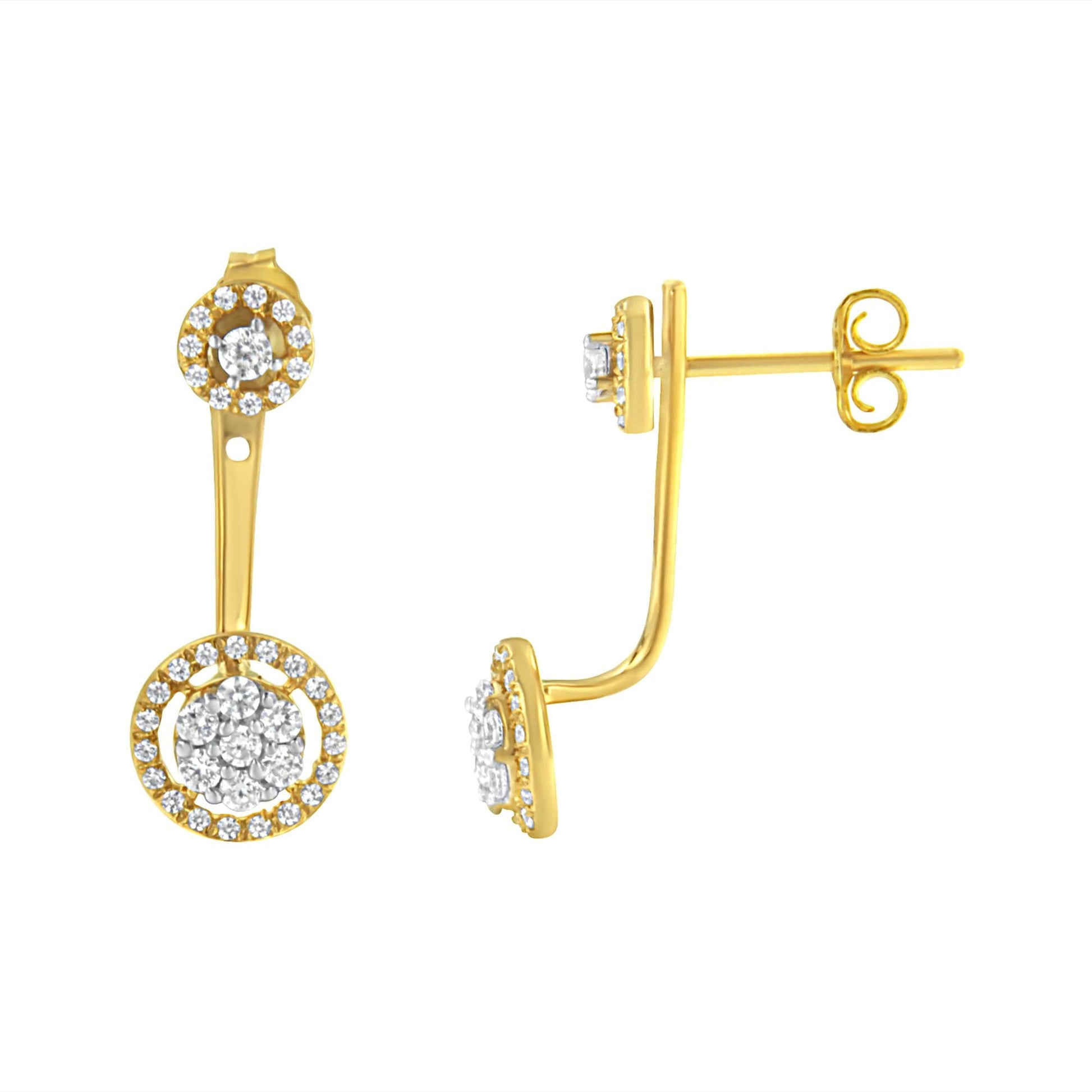 14K Yellow Gold Plated.925 Sterling Silver 5/8 Cttw Diamond Removable Stud