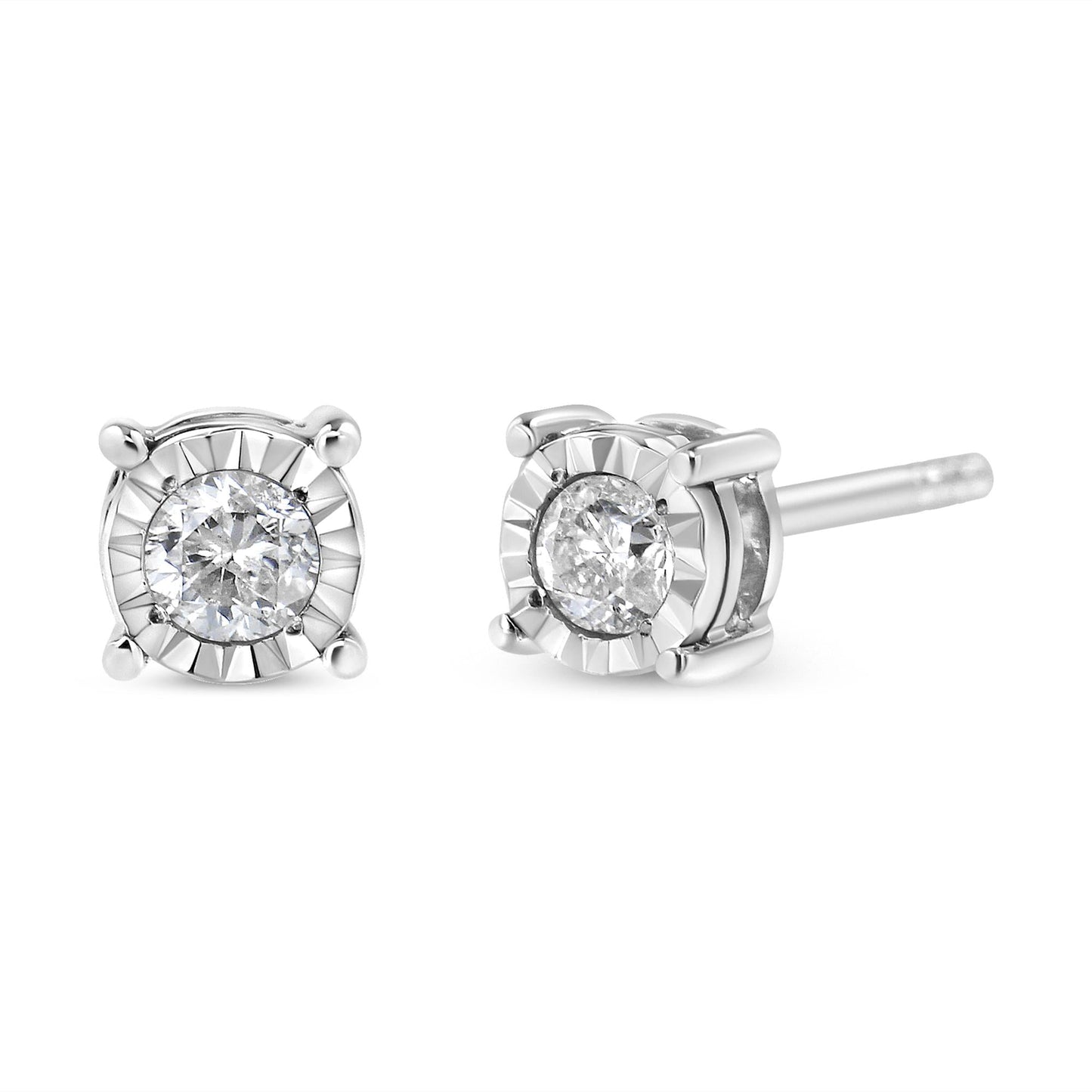 .925 Sterling Silver 1/5 Cttw Round Near Colorless Diamond Miracle-Set Stud