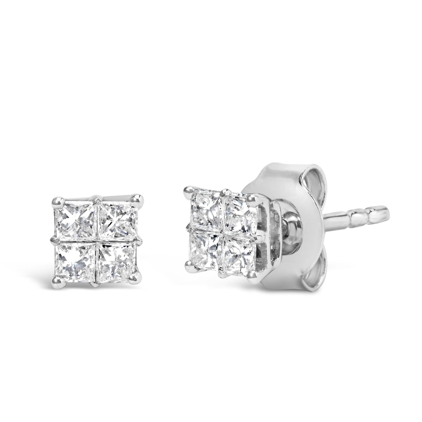 10KT White Gold Diamond Composite Stud Earring (1/4 cttw H-I Color I1-I2