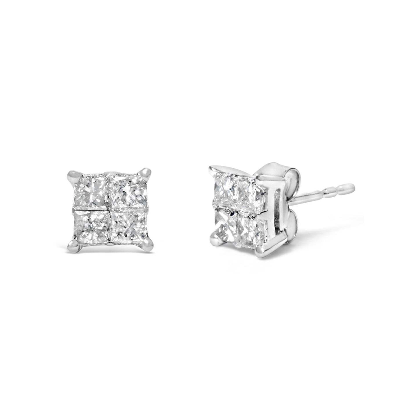 10K White Gold Diamond Stud Earrings (3/4 cttw, H-I Color, SI2-I1 Clarity)