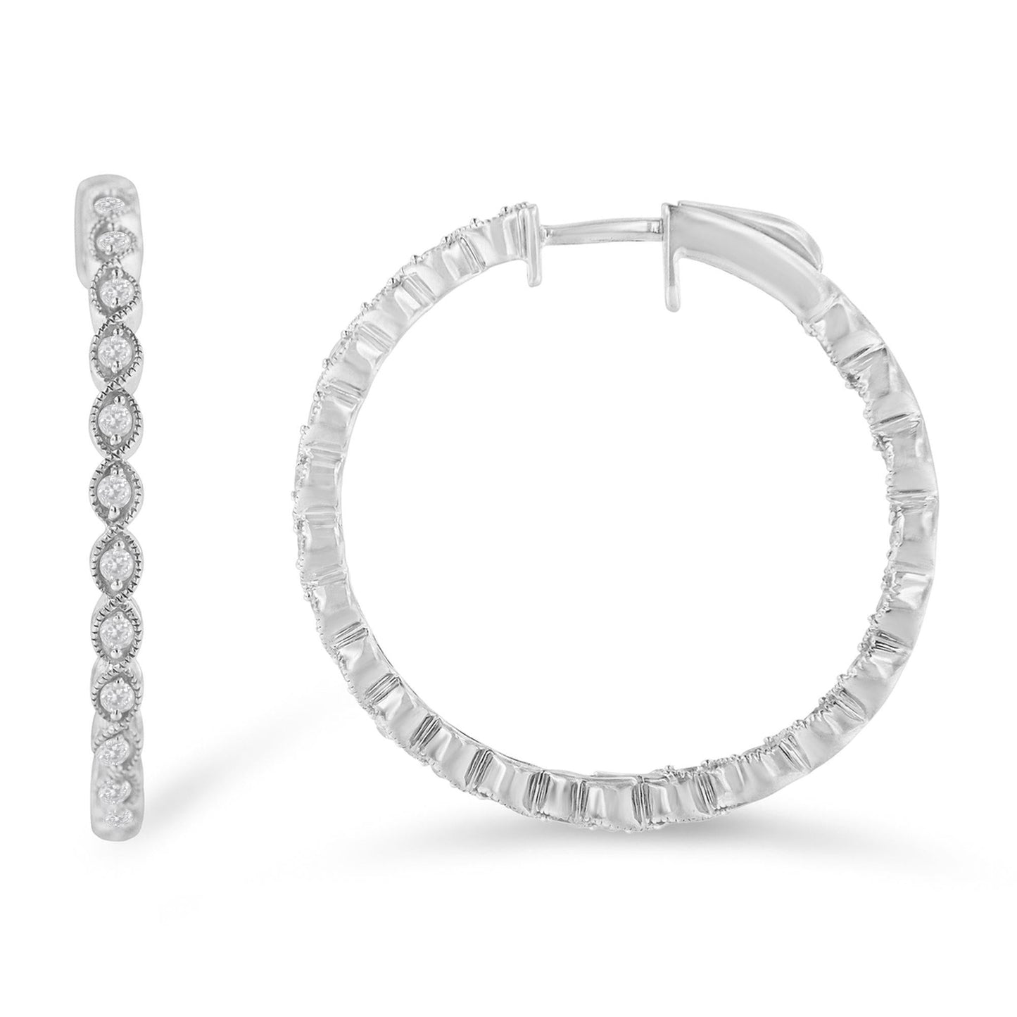 Sterling-Silver Diamond Hoop Earring (3/4 cttw I-J Color I3 Clarity)