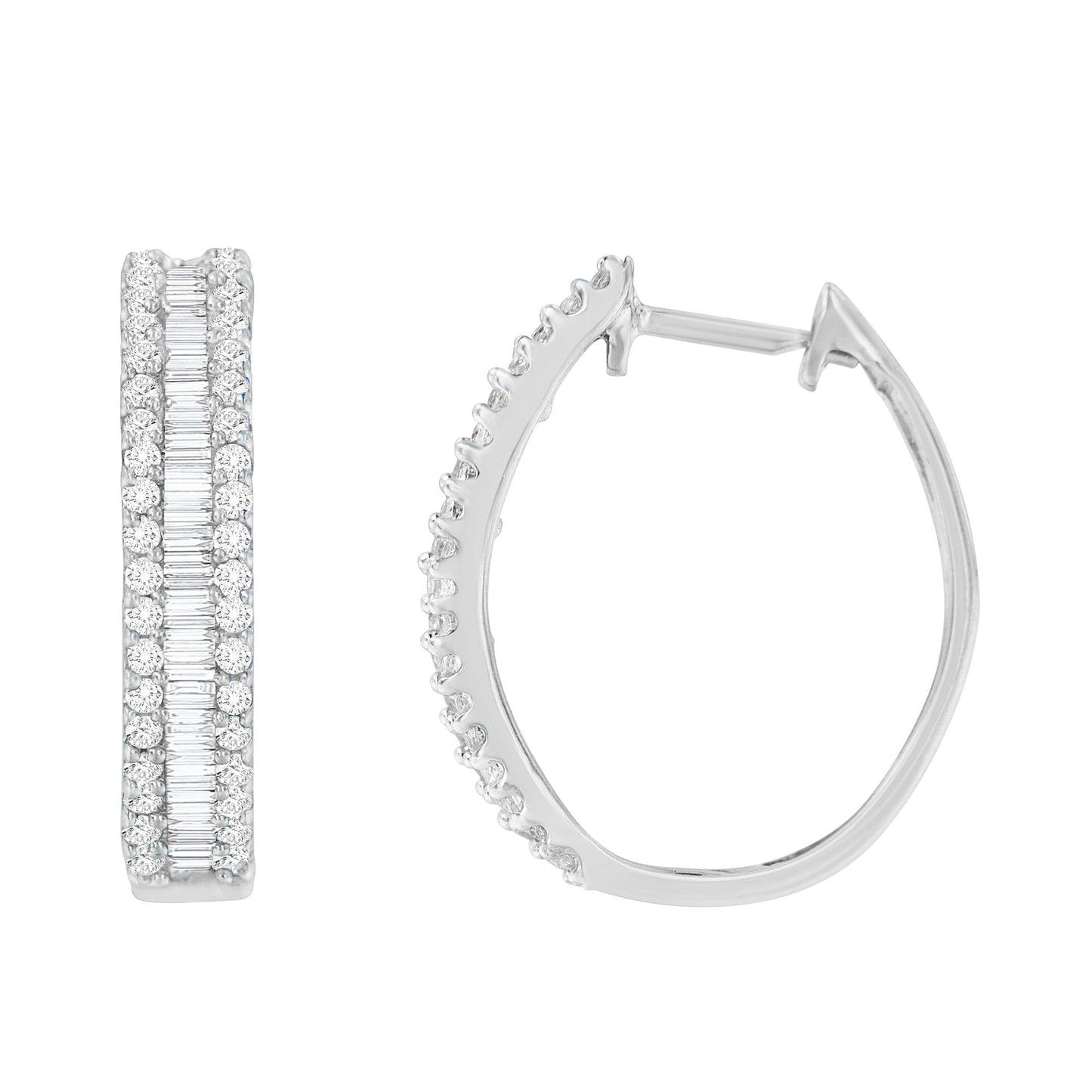 10K White Gold Diamond Hoop Earrings (3/4 cttw I-J Color I2-I3 Clarity)