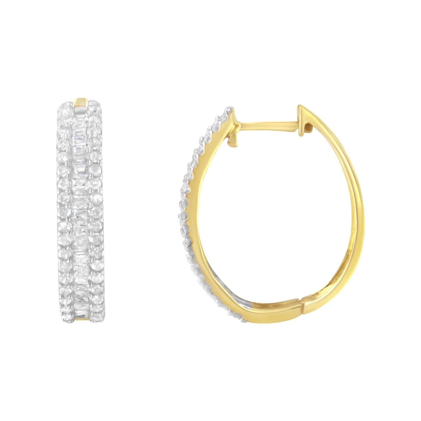 10K Yellow Gold Diamond Hoop Earring (3/4 cttw I-J Color I2-I3 Clarity)