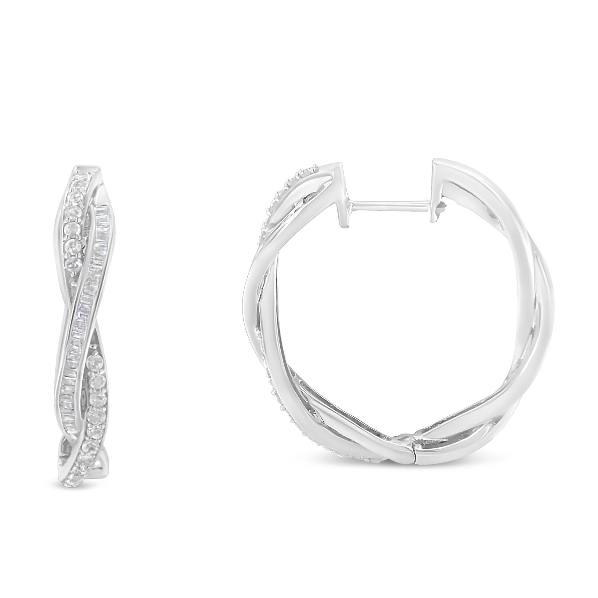 Sterling-Silver Diamond Hoop Earring (0.75 cttw I-J Color I2-I3 Clarity)