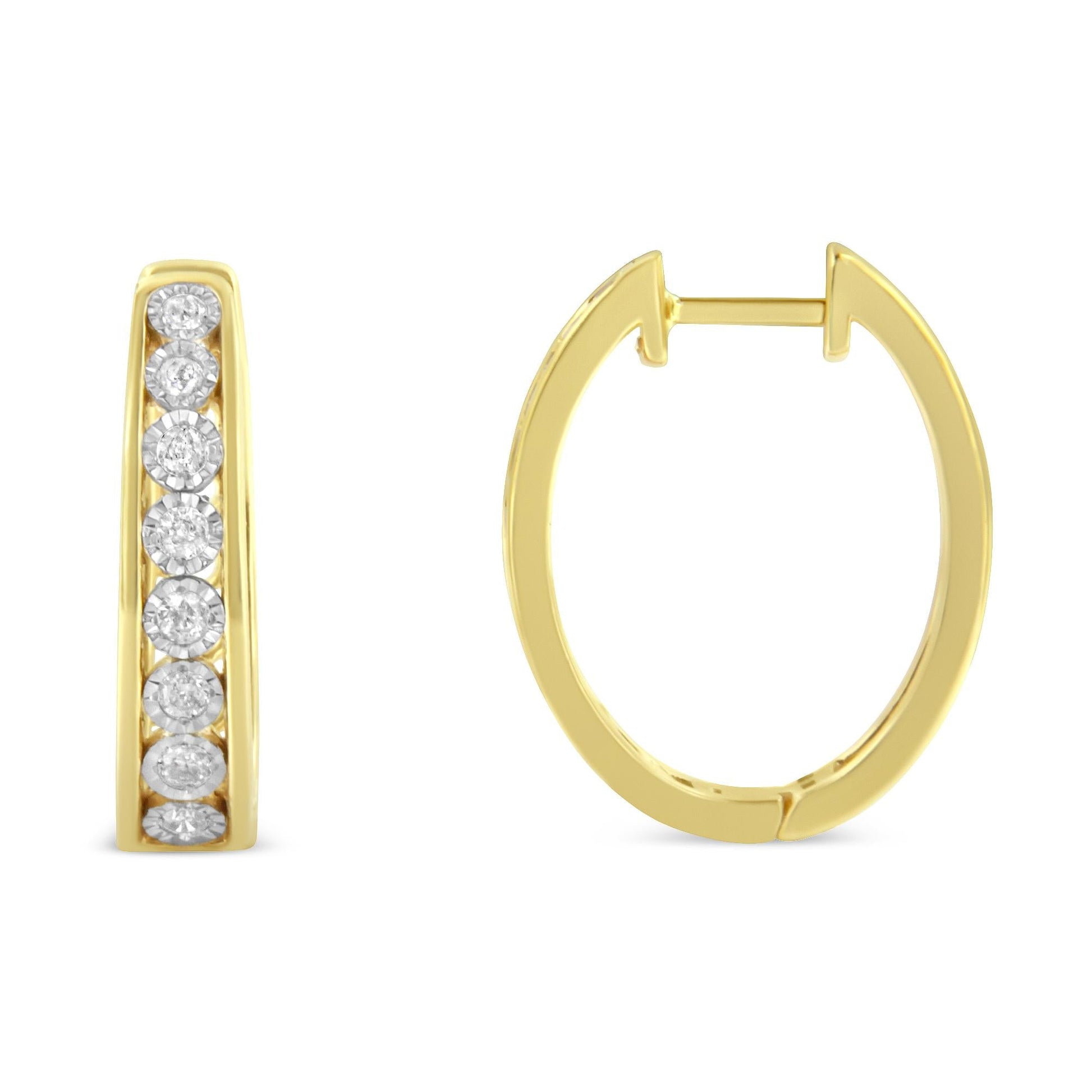 10KT Yellow and White Gold Diamond Hoop Earring (1/2 cttw J-K Color I2-I3