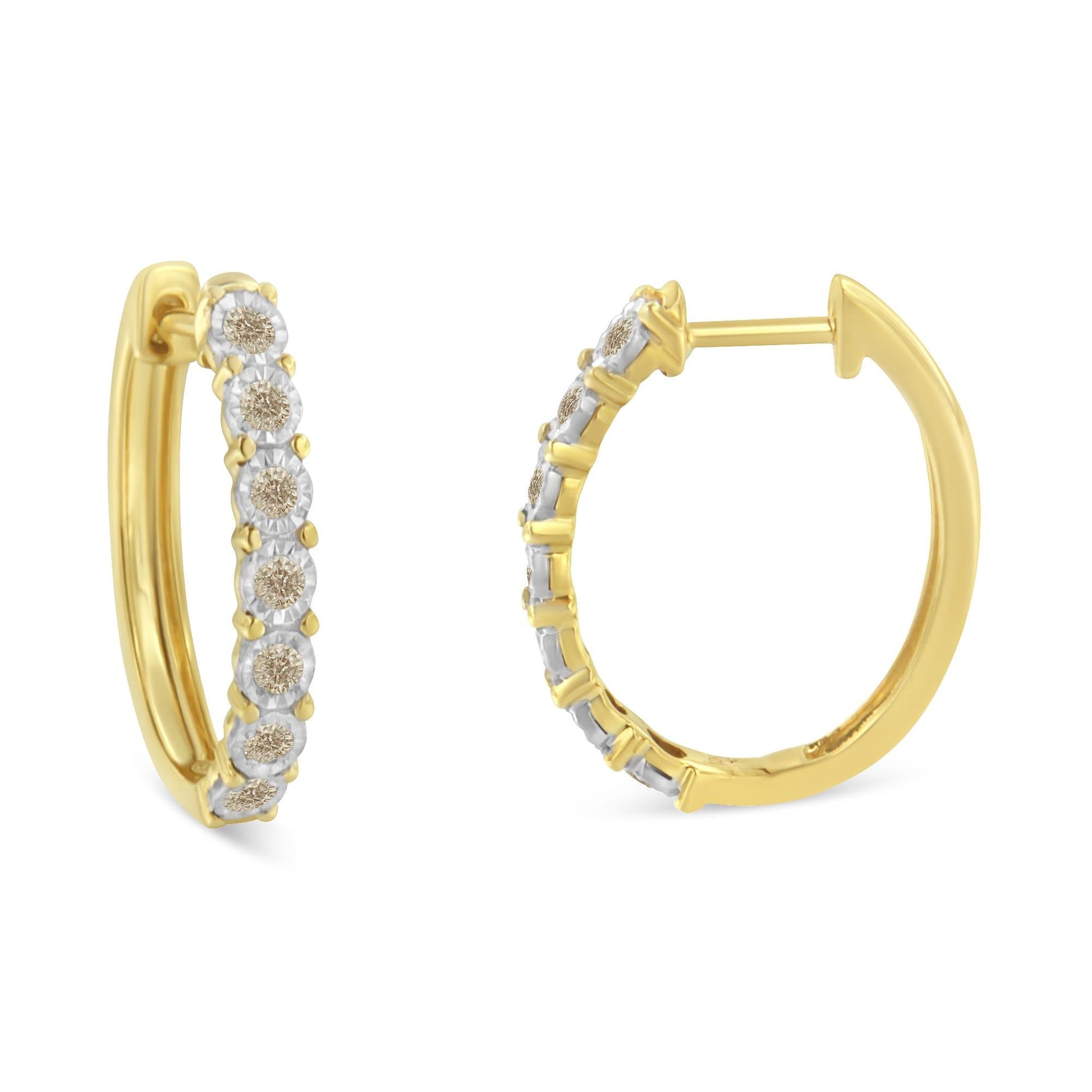 10KT Two-Toned Gold Diamond Hoop Earring (1/2 cttw J-K Color I2-I3 Clarity)