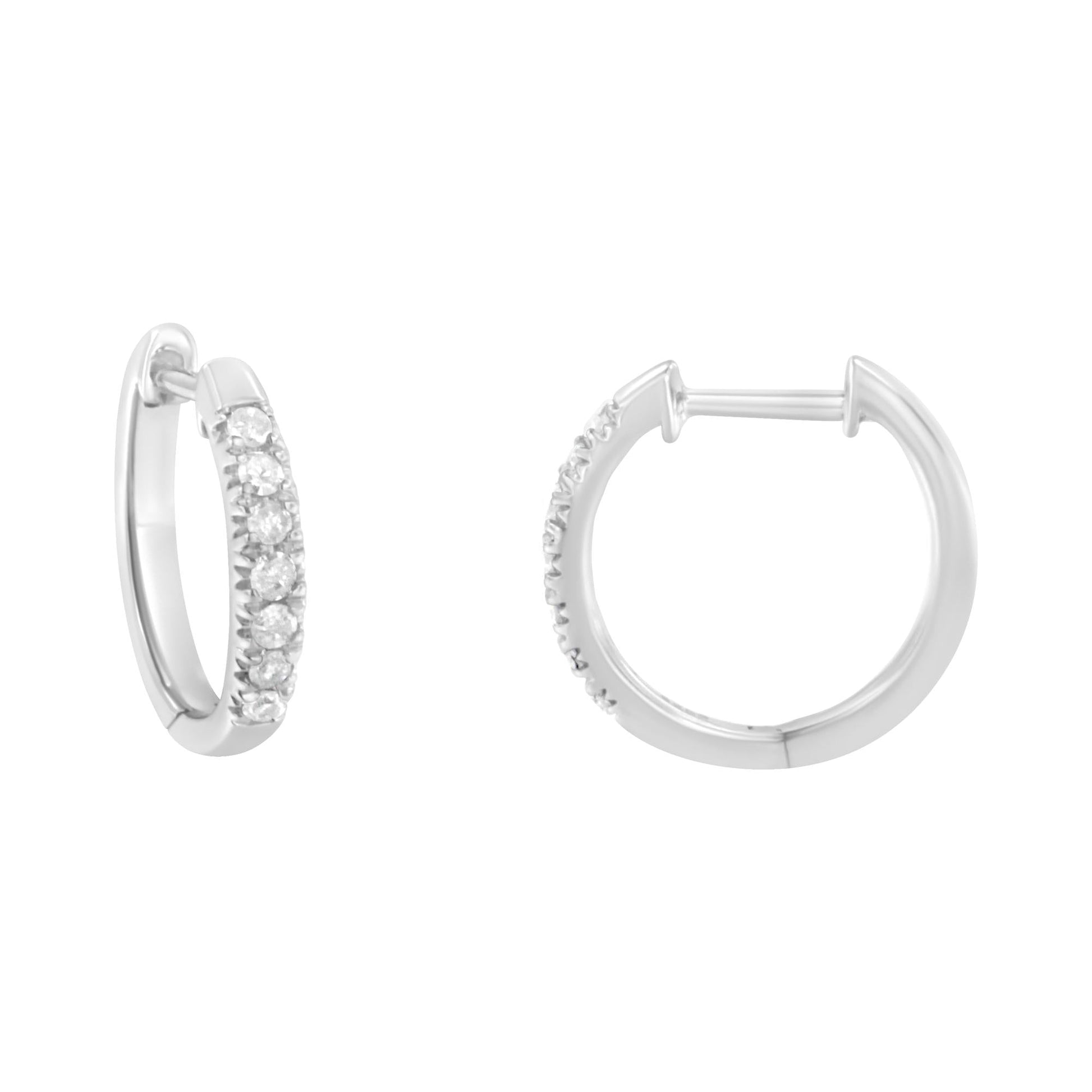 .925 Sterling Silver 1/4 Cttw Diamond Hoop Earrings (I-J Color I3 Clarity)