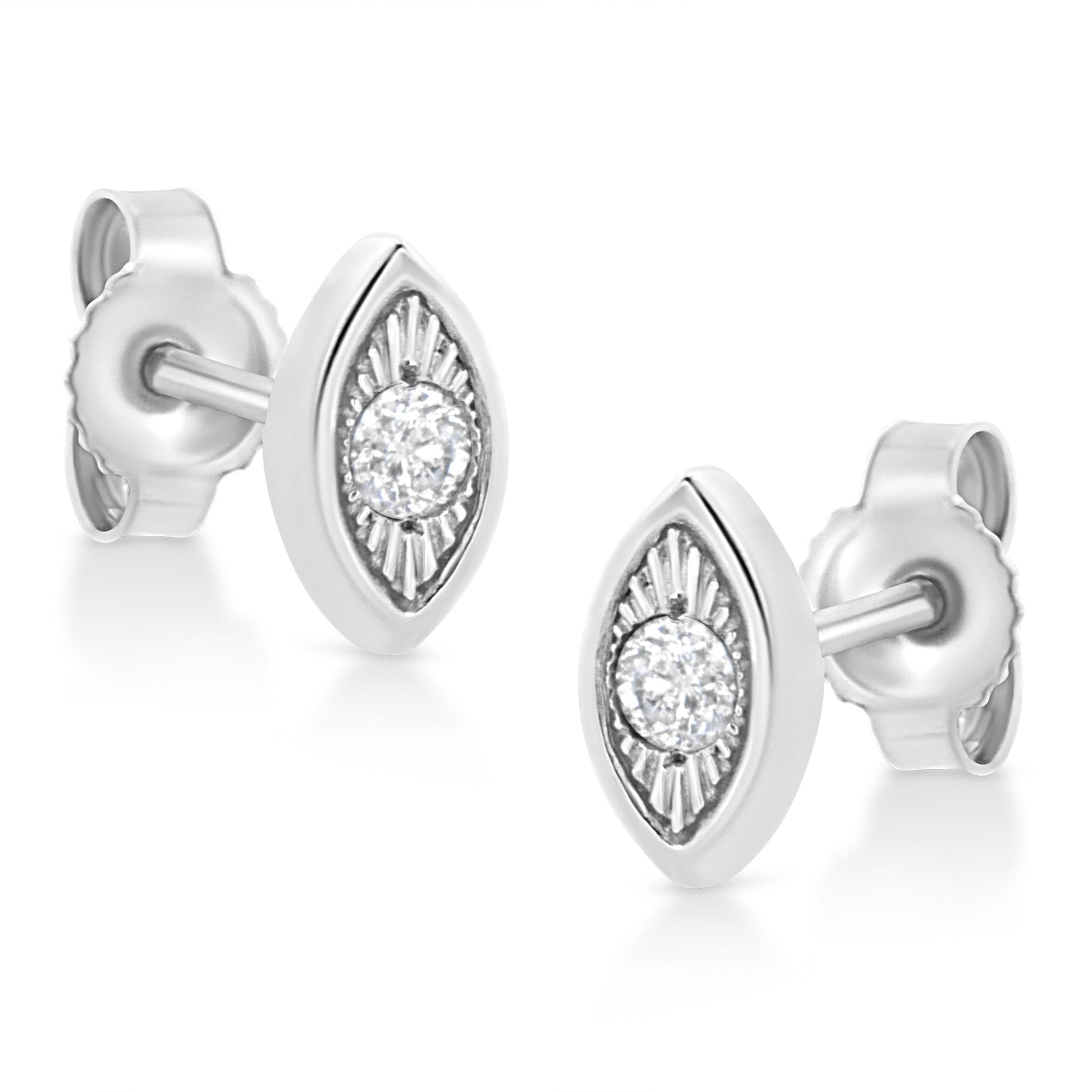 .925 Sterling Silver 1/10 Cttw Miracle-Set Diamond Stud Earrings (I-J Color