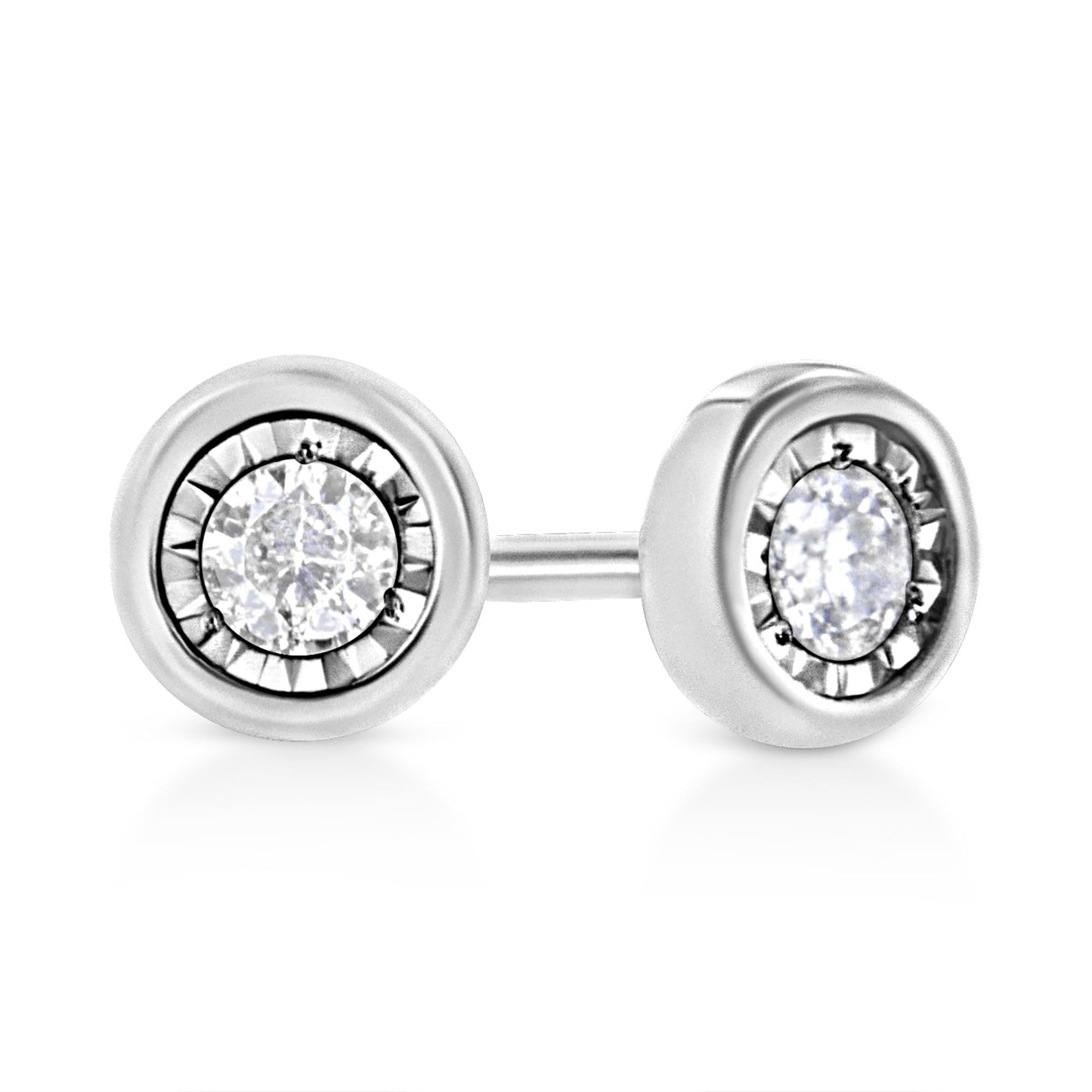 .925 Sterling Silver 1/10 Cttw Miracle-Set Diamond Stud Earrings (I-J Color