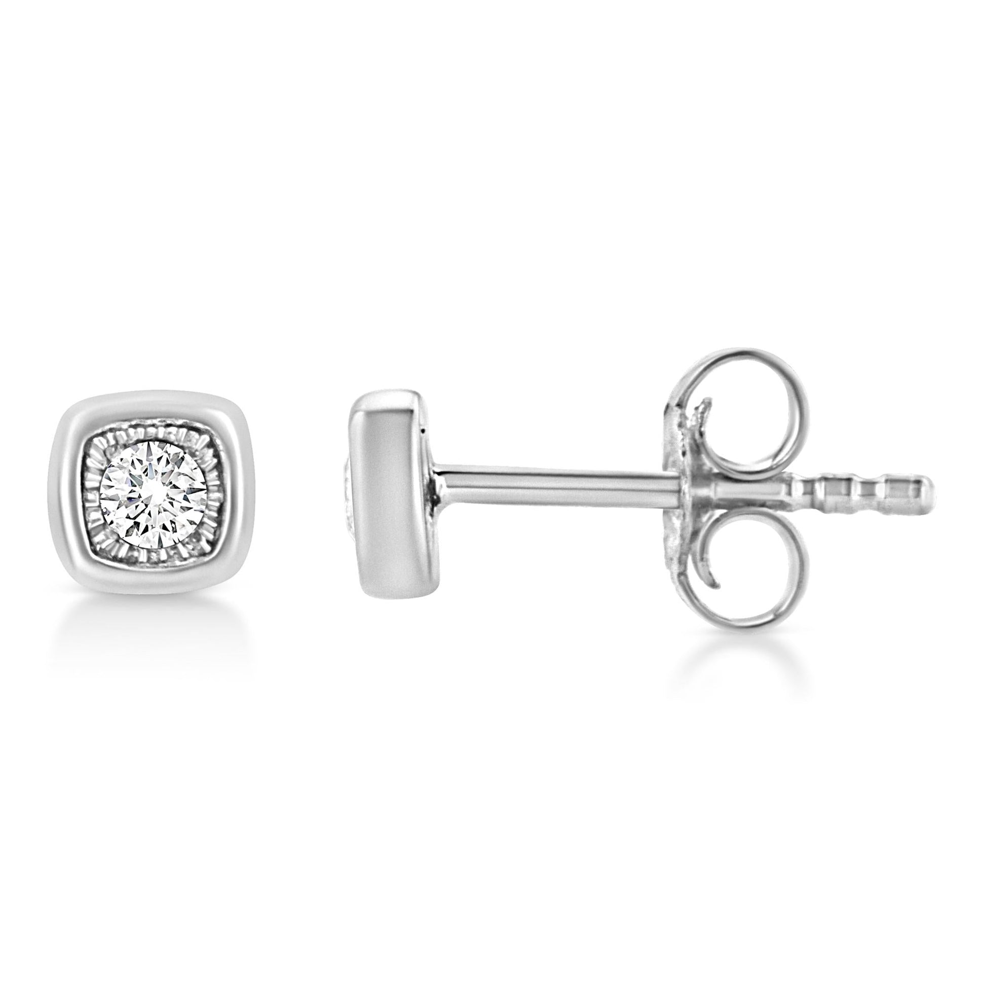 .925 Sterling Silver 1/10 Cttw Miracle-Set Diamond Stud Earrings (I-J Color