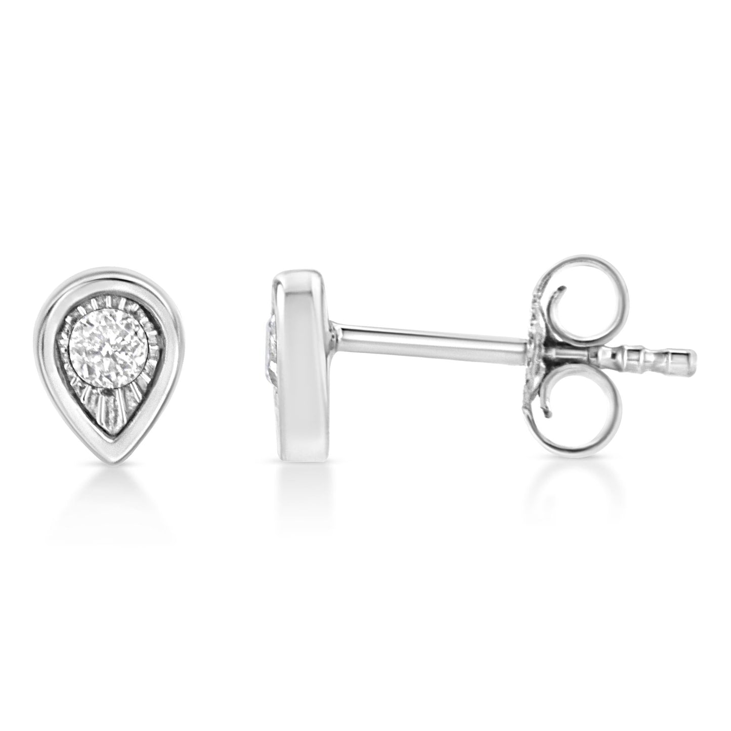 .925 Sterling Silver 1/10 Cttw Miracle-Set Diamond Stud Earrings (I-J Color