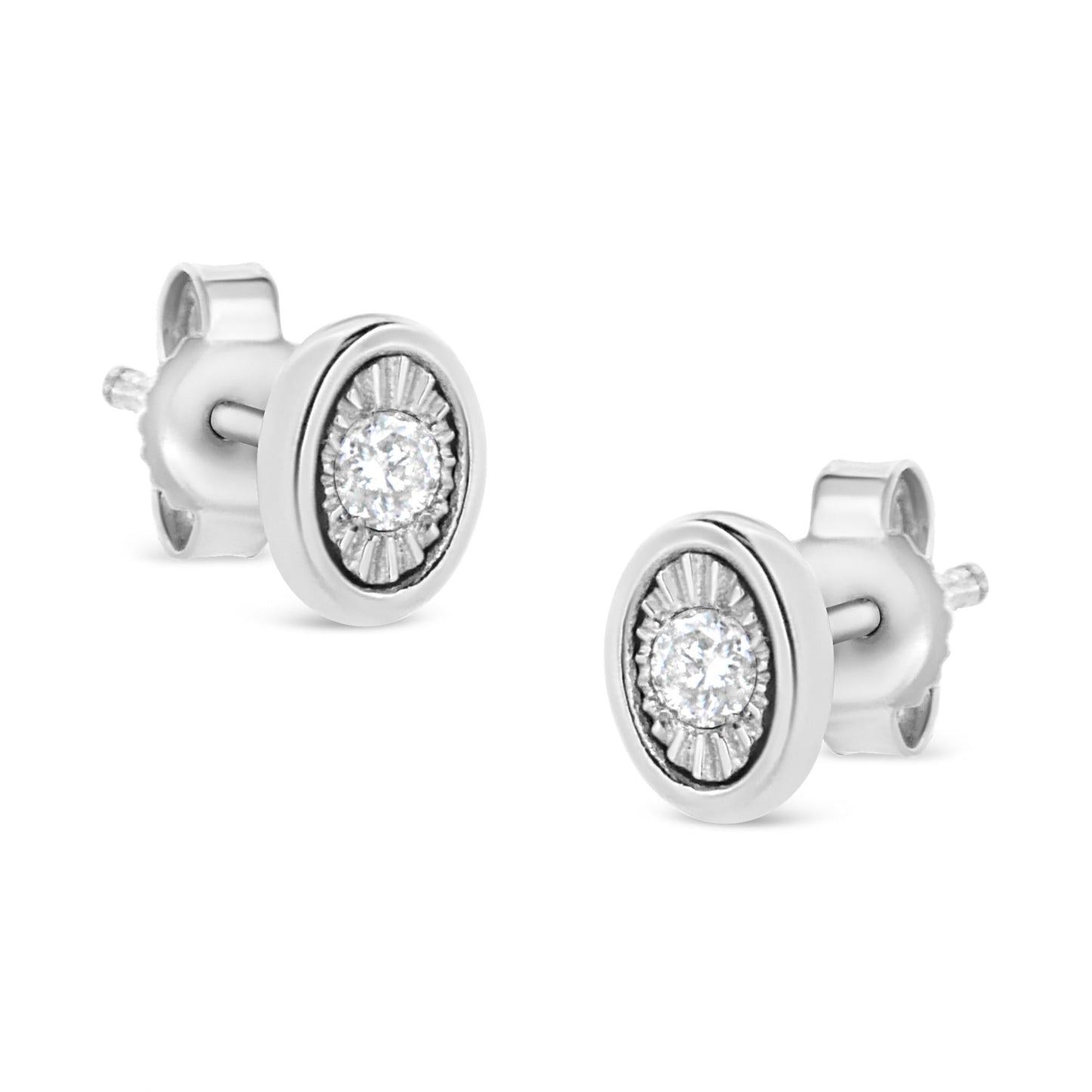 .925 Sterling Silver 1/10 Cttw Miracle-Set Diamond Stud Earrings (I-J Color