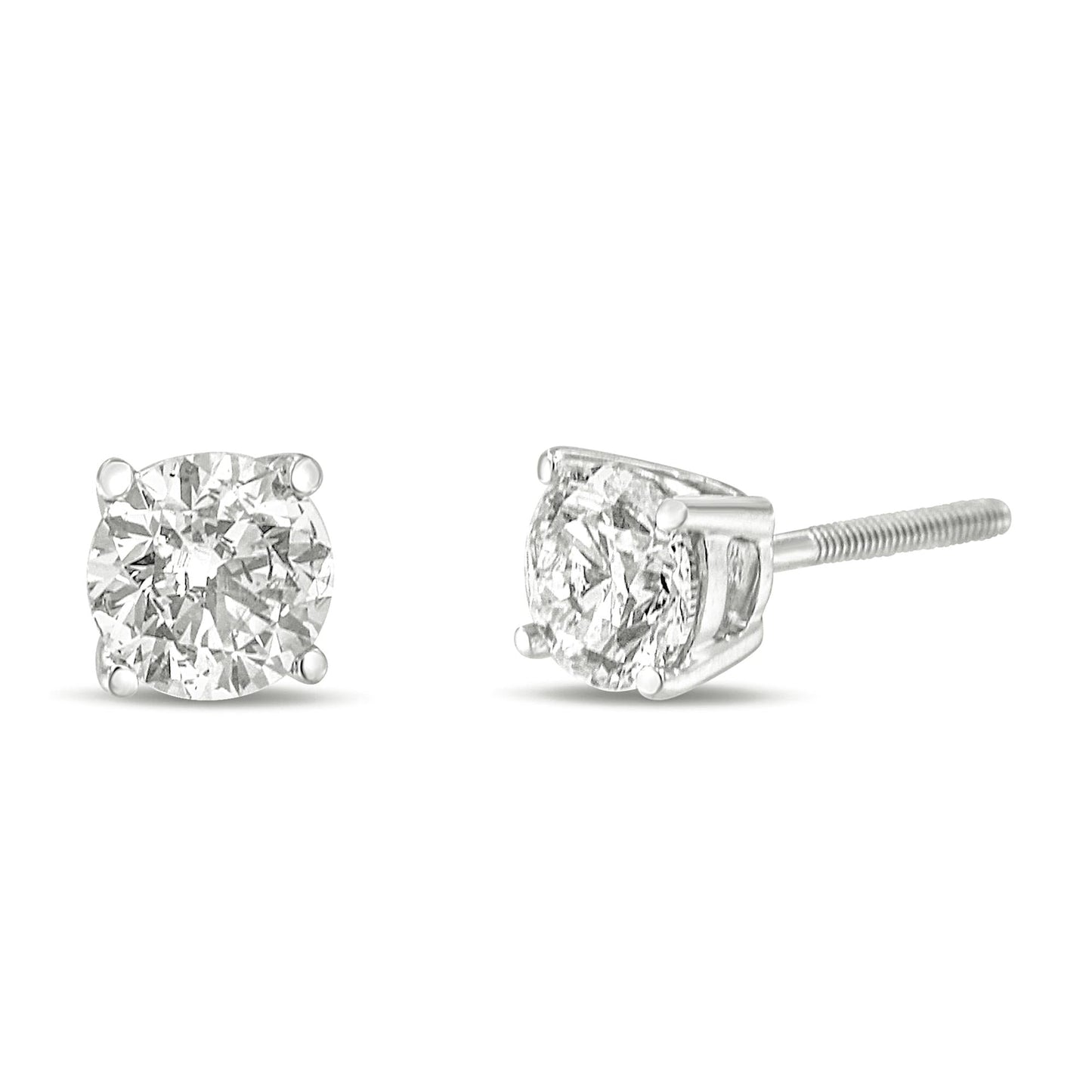 10K Gold Lab Created Round Brilliant Cut Diamond Classic 4-Prong Solitaire Stud