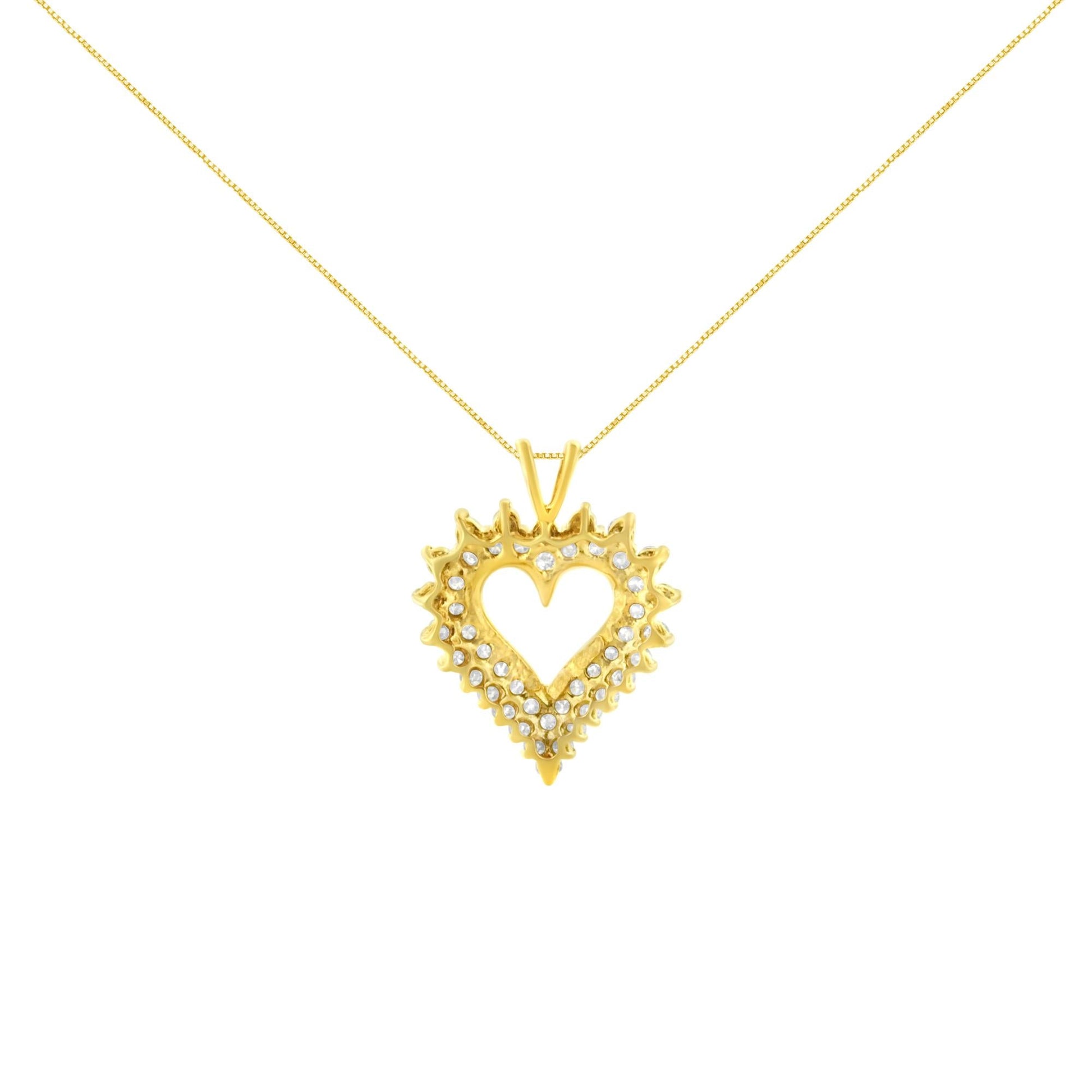 10K Yellow Gold 3.0 Cttw Brilliant-Cut Diamond Open Heart 18’’ Pendant