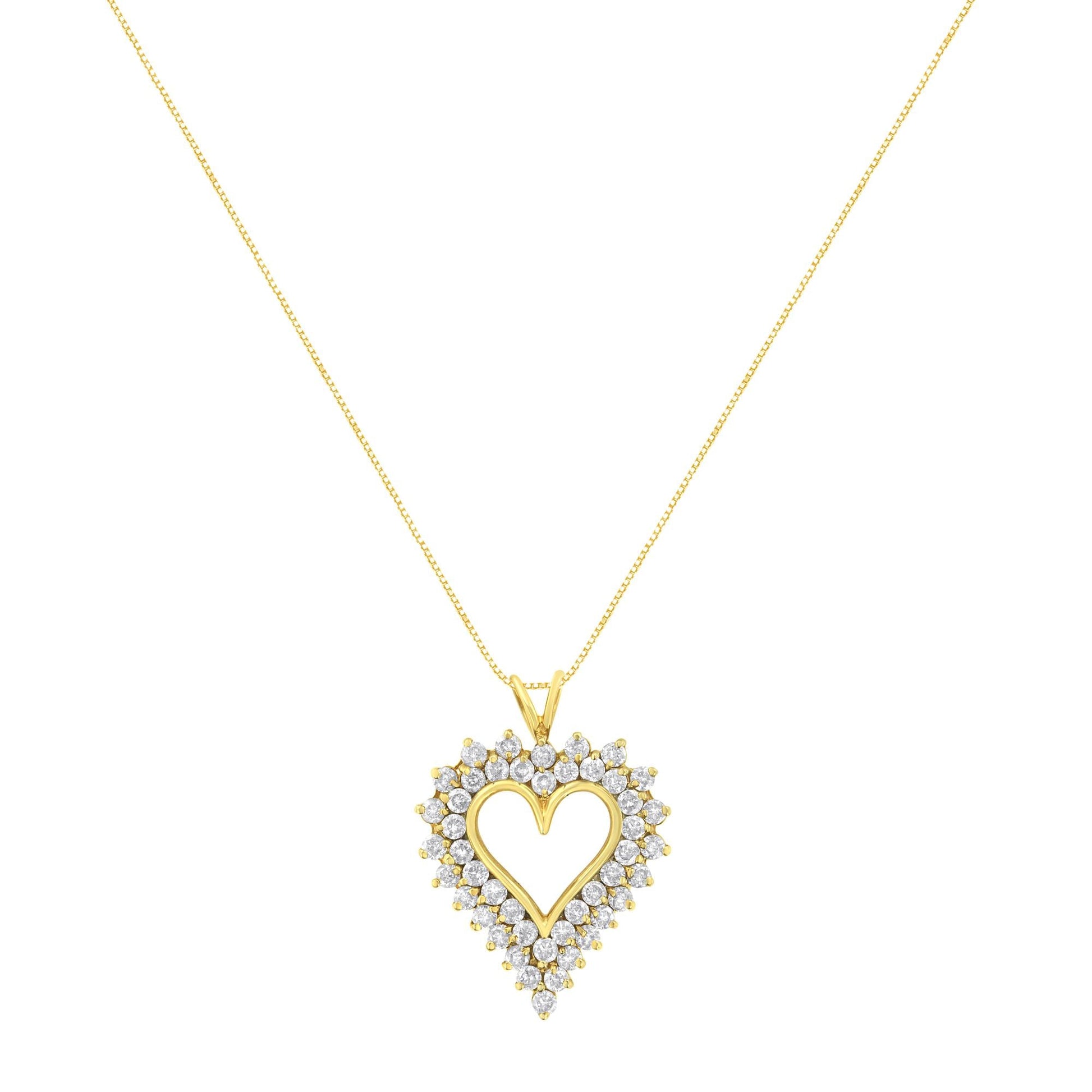 14K Yellow Gold.925 Sterling Silver 4 cttw Round-cut Diamond Cluster Heart