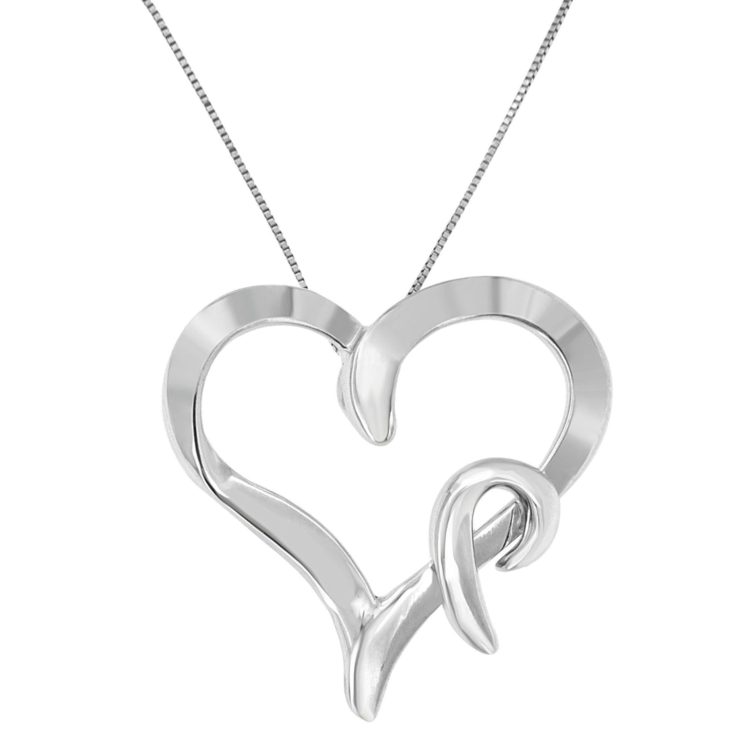 .925 Sterling Silver Heart Shaped Pendant Necklace - Necklaces/Pendant/Pendant