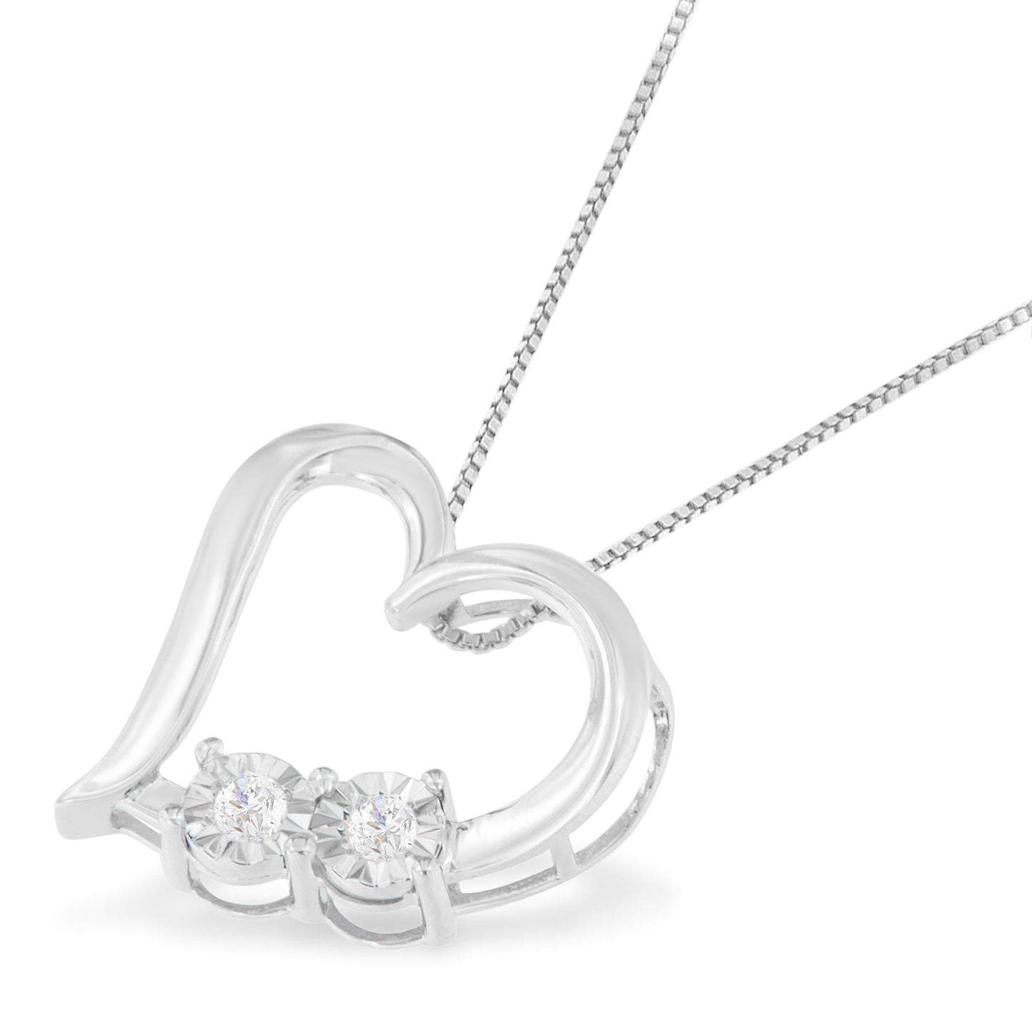 .925 Sterling Silver 1/10 cttw Diamond Heart Pendant Necklace (I-J I3)