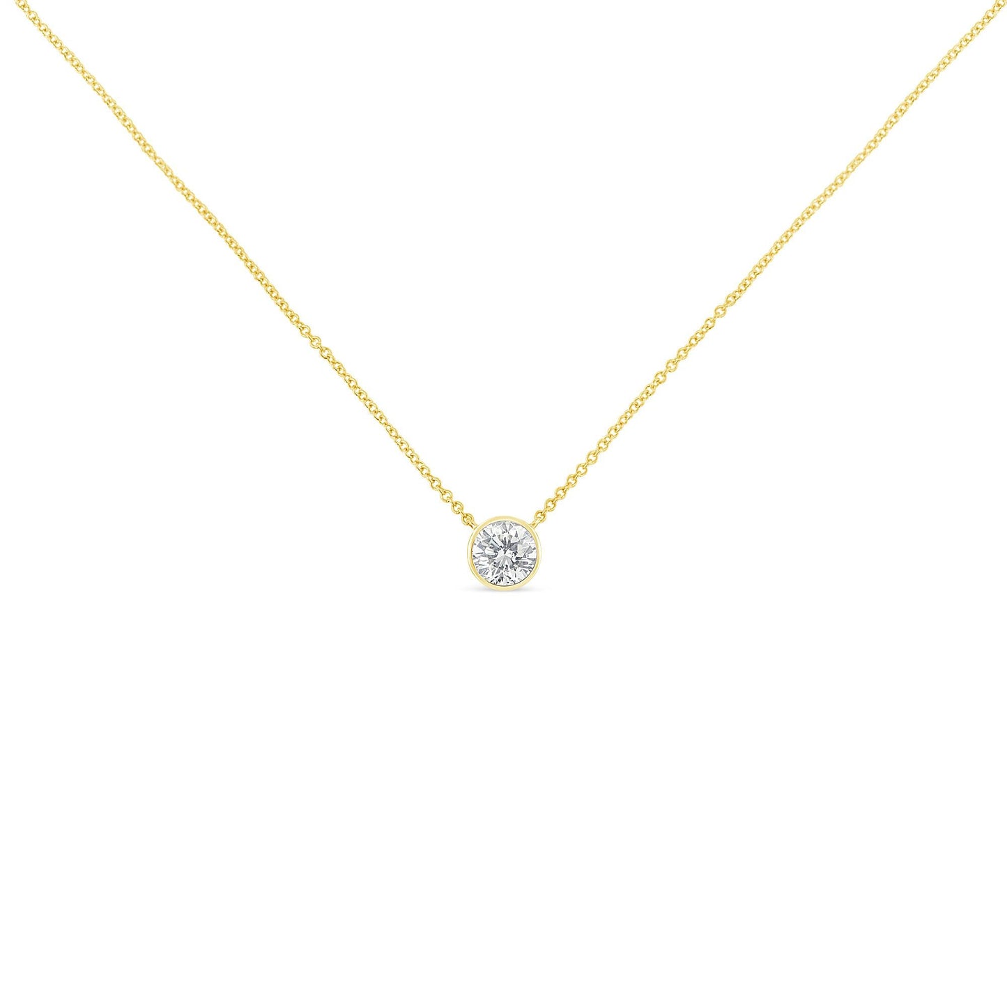 10K Yellow Gold 1/2 Carat Round Brilliant-Cut Diamond Modern Bezel-Set