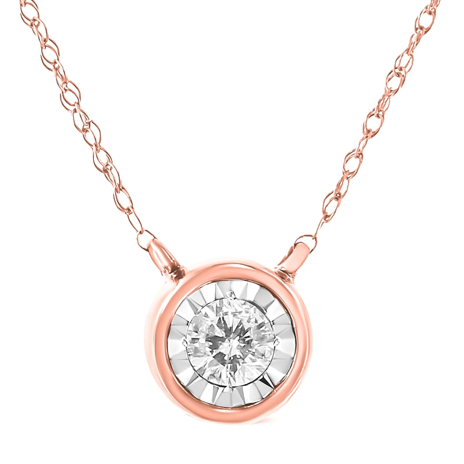 10K Gold Round Brilliant-Cut Diamond Modern Bezel-Set Solitaire Pendant